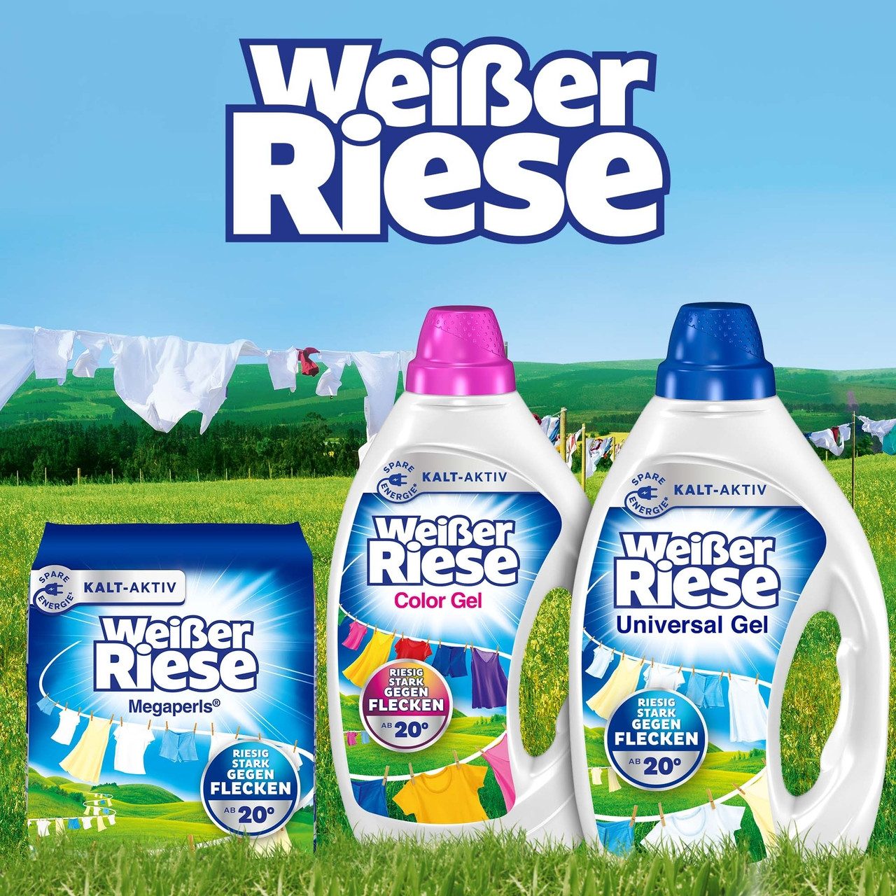 Weißer Riese Weißer Riese Gel Color 100WL & WC FRISCH Spa Momente 50g Colorwaschmittel (Spar-Pack, [2-St. Flüssigwaschmittel & Toilettenstein für Sauberkeit & Frische)