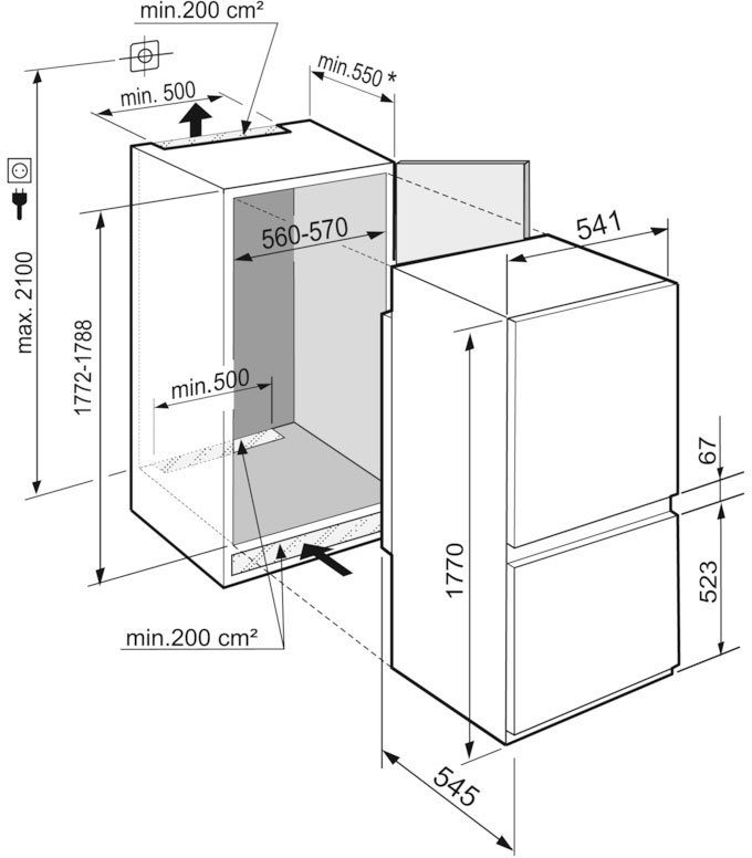 Liebherr Einbaukühlschrank hoch, 5122_999210751, Garantie 177 cm Jahre inklusive cm 4 54,1 breit, ICBSd