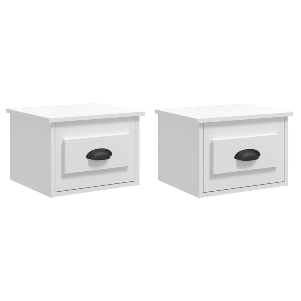 vidaXL Nachttisch Wand-Nachttische 2 Stk. Hochglanz-Weiß 41,5x36x28 cm (2-St)