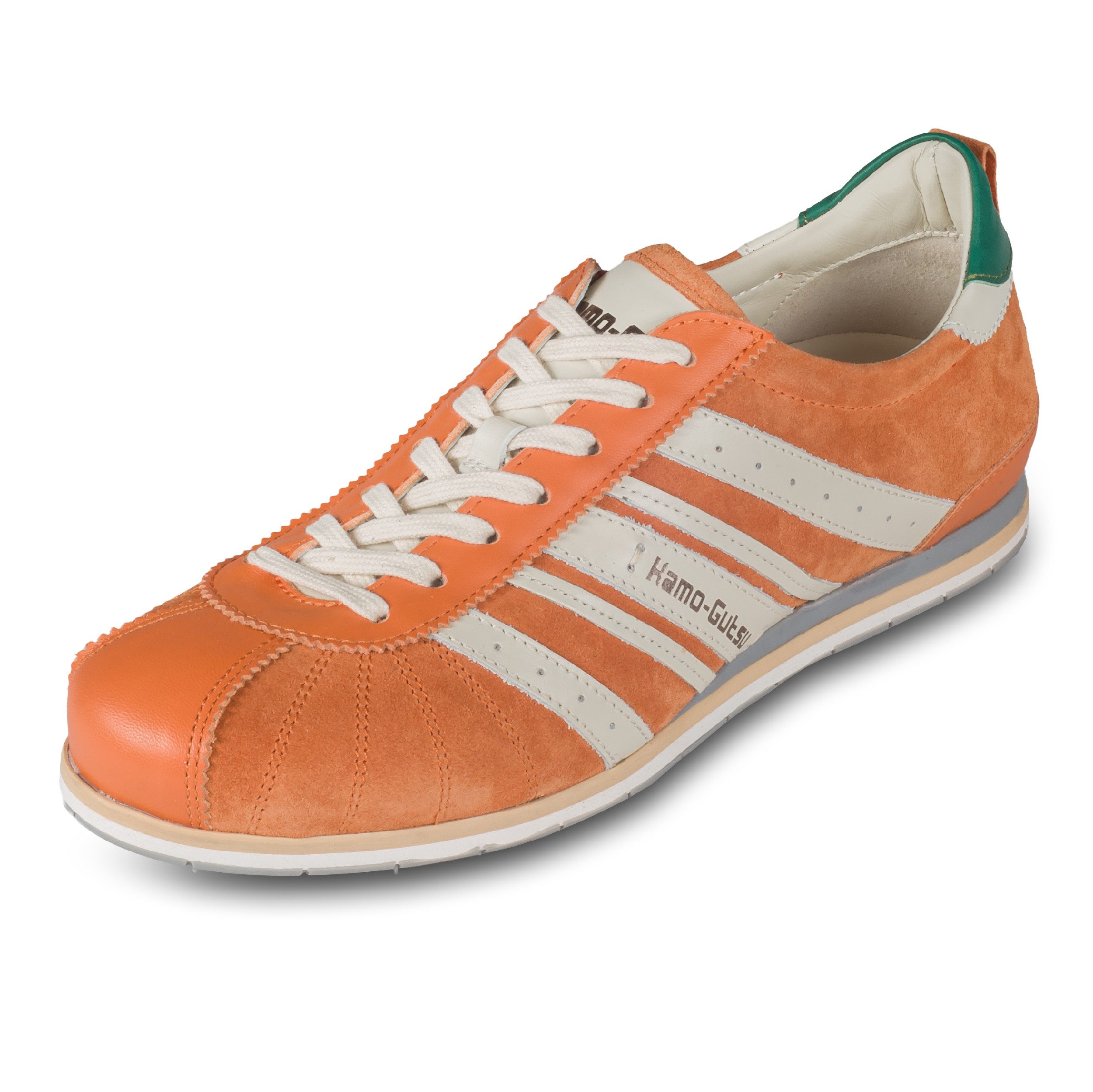 Kamo-Gutsu Sneaker Herren Orange / Weiß, Wildleder (TIFO-046 arancio), Italien Sneaker Handgefertigt in Italien