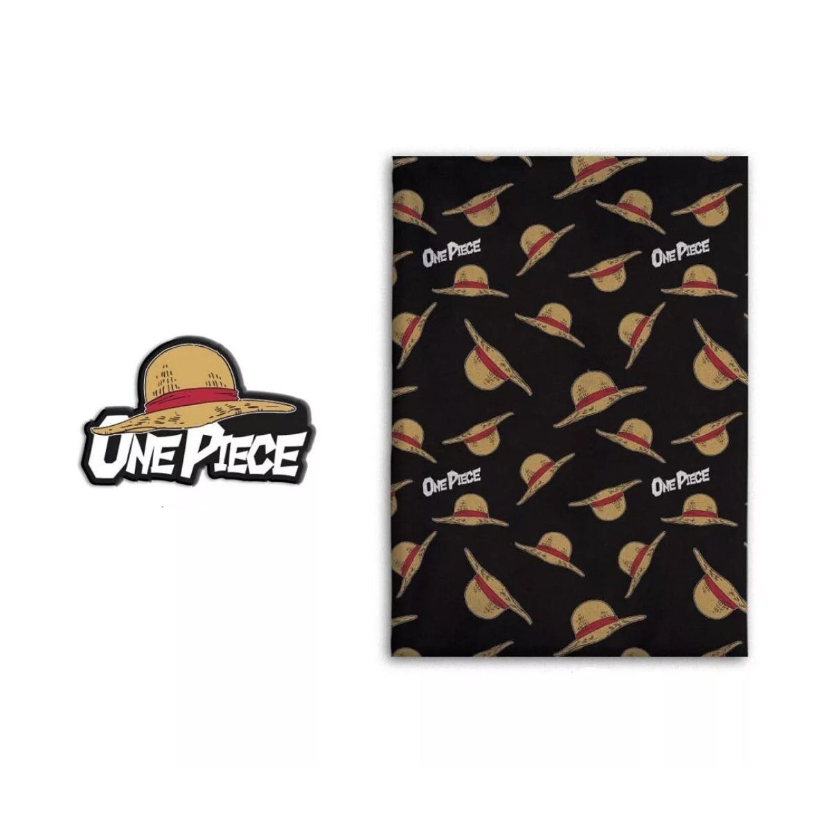 Wohndecke One Piece Straw Hat Fleecedecke und Formkissen Set, One Piece, Geschenkidee für Mädchen und Jungen