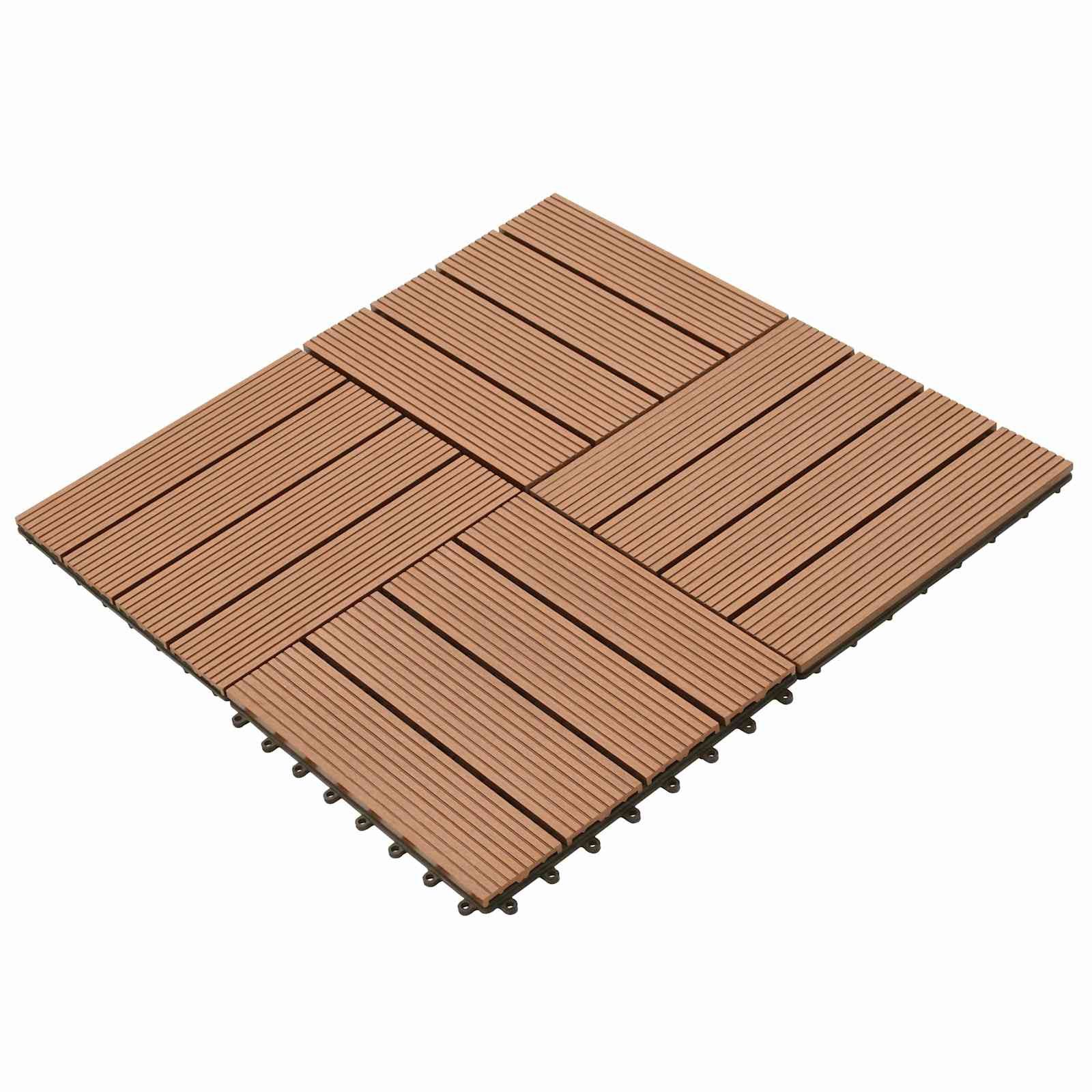 vidaXL Terrassendielen Terrassenfliese 22 pcs Braun 30 x 30 cm WPC, BxL: je 30x30 cm, (22-St)