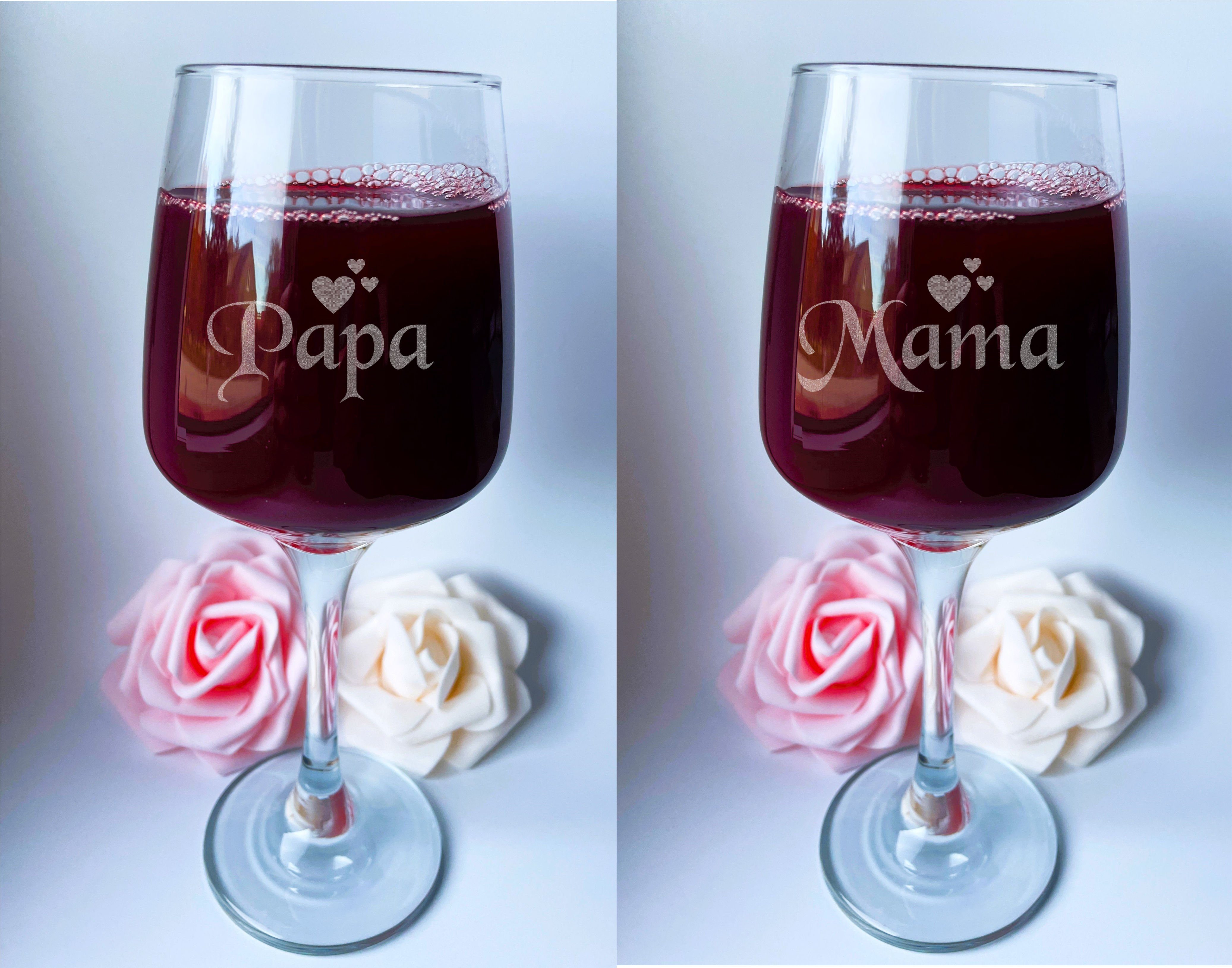 Wandtattoodesign Weinglas Weinglas mit Gravur Mama Muttertag oder Papa Vatertag