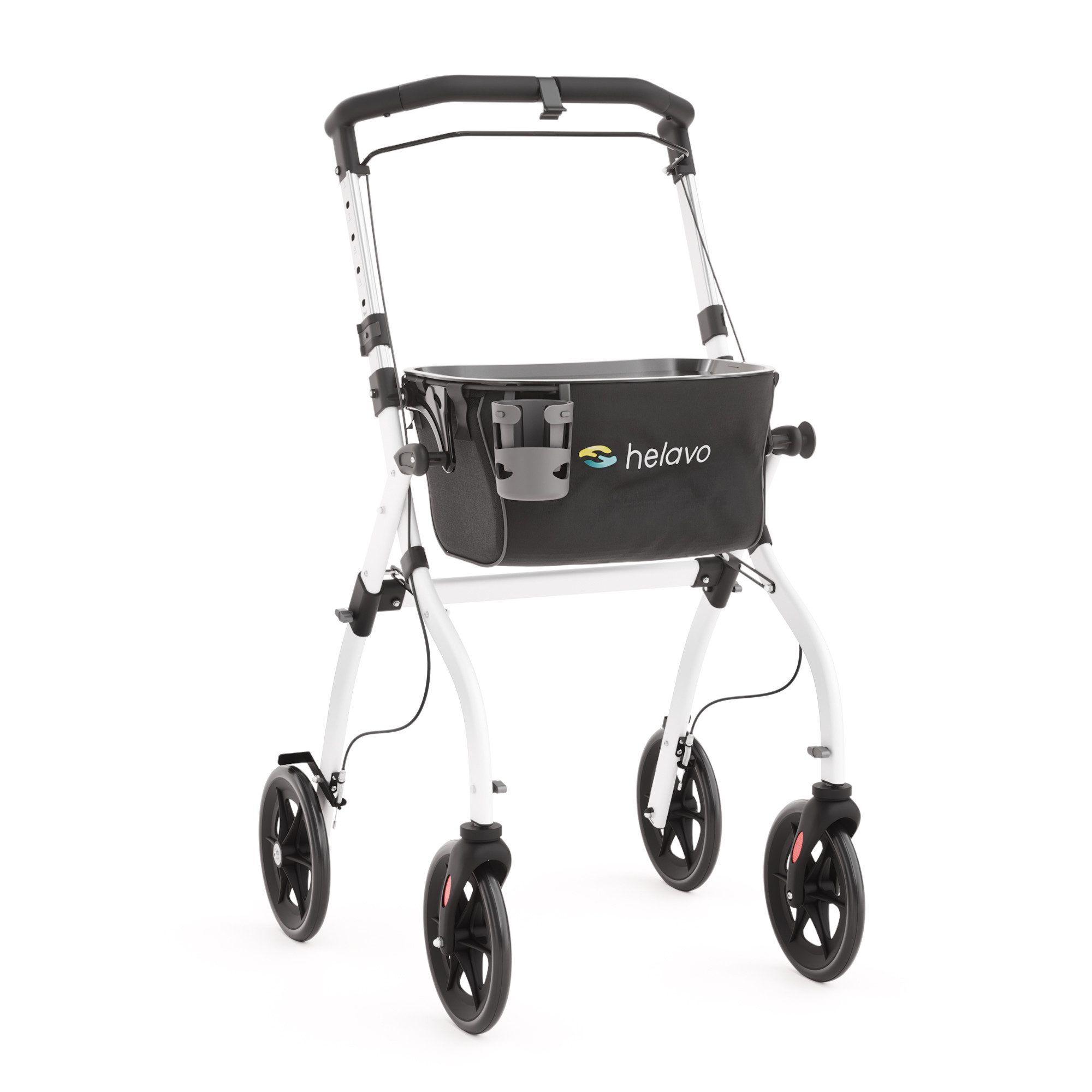 Helavo Indoor-Rollator H1030, Faltbarer Indoor Rollator mit Anti-Rutsch-Tablett, Korb & Becherhalter