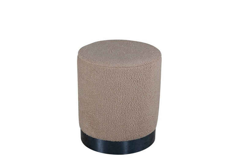 ebuy24 Pouf Benji Pouf, Hocker Ø35cm Teddystoff beige, schwarz (1-St)