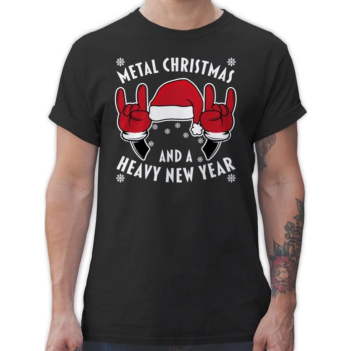 Shirtracer T-Shirt Metal Christmas and a Heavy New Year - weiß - Weihachten Kleidung - Herren Premium T-Shirt metal christmas tshirt - weihnachts shirt mann - weihnachten t-shirt