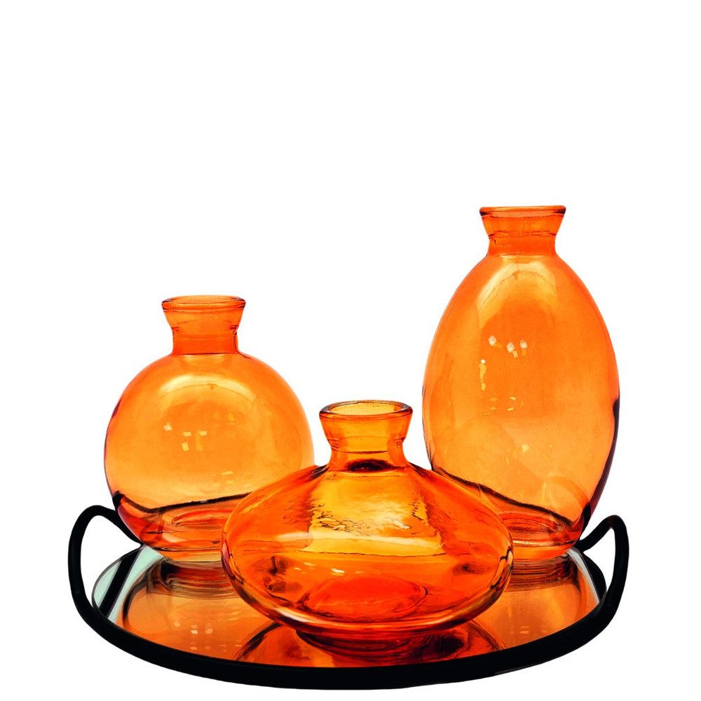 MICA Dekovase Tablett mit 3 Vasen - orange - ca. 18 x 13 cm günstig online kaufen