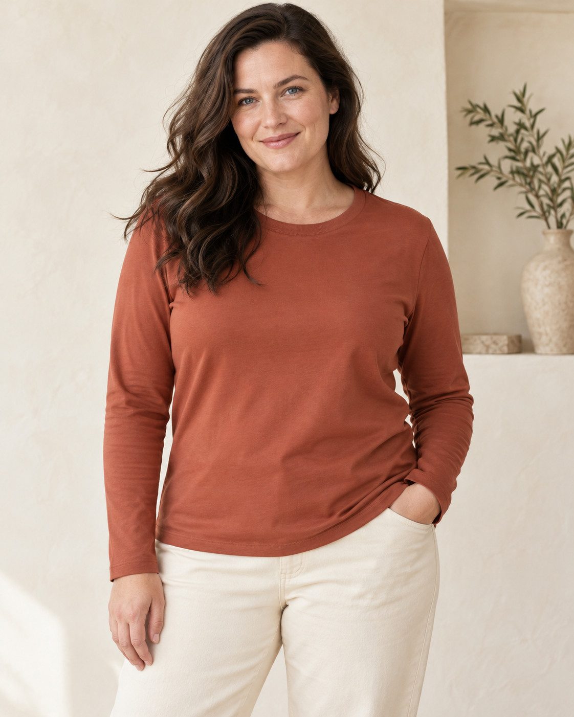 Sitztgut Longsleeve für Damen aus Bio-Baumwolle mit Rundhals (1-tlg) 180 g/m² Single Jersey mit Rundhalsausschnitt