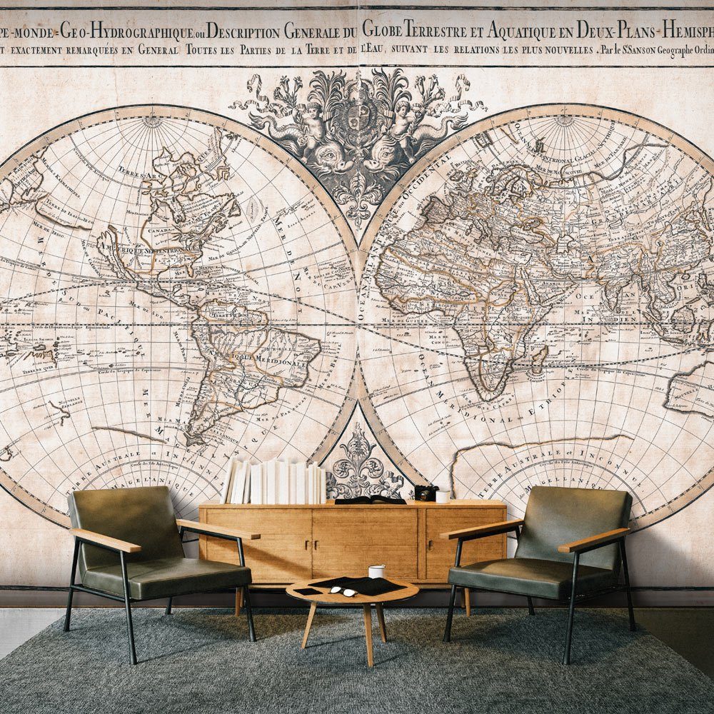 KUNSTLOFT Vliestapete Mappe - Monde Geo - Hydrographique 1x0.7 m, halb-matt, lichtbeständige Design Tapete