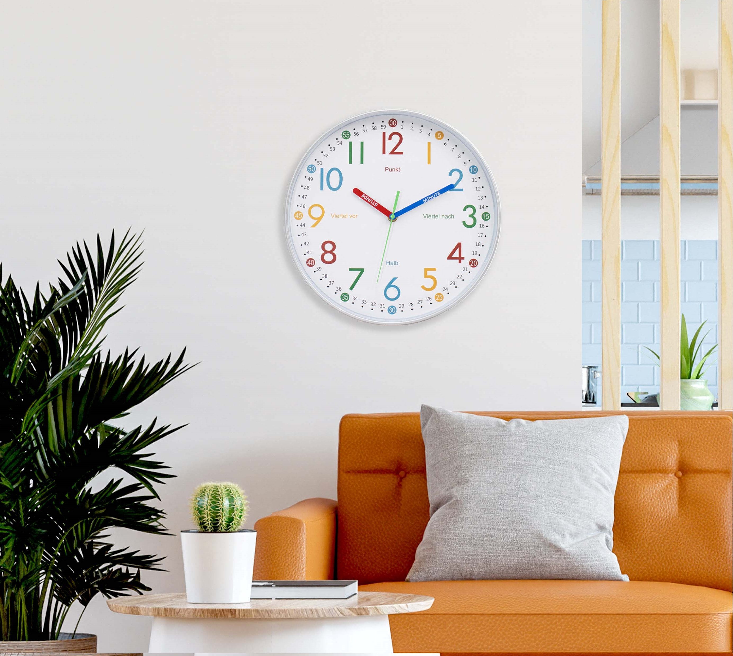 K&L Wall Art Wanduhr Holzoptik lautlose Kinder Wanduhr ohne tickgeräusche ( günstig online kaufen