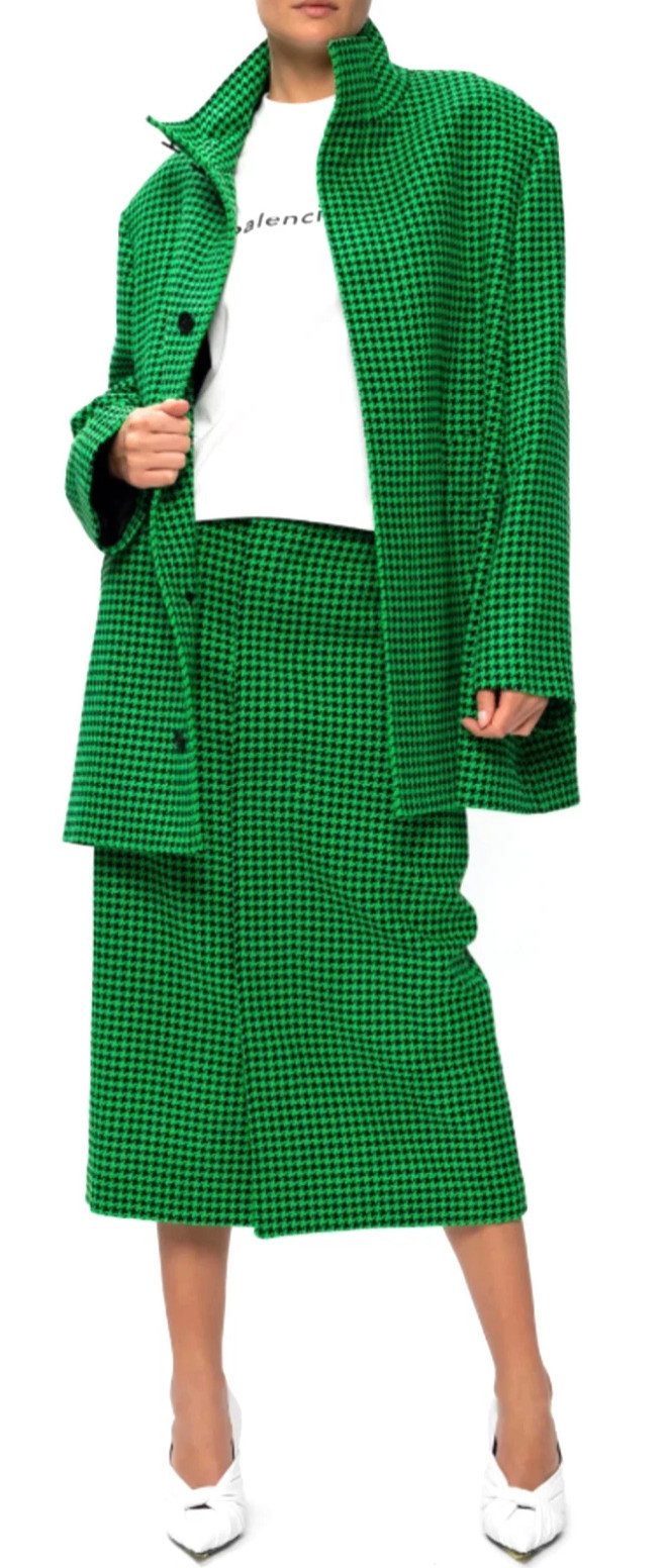 Balenciaga Kurzmantel A-Linien Oversized Mantel Hahnentritt-Muster Sammlerstück Sammlerstück,Limitiert, weltweit schnell ausverkauft