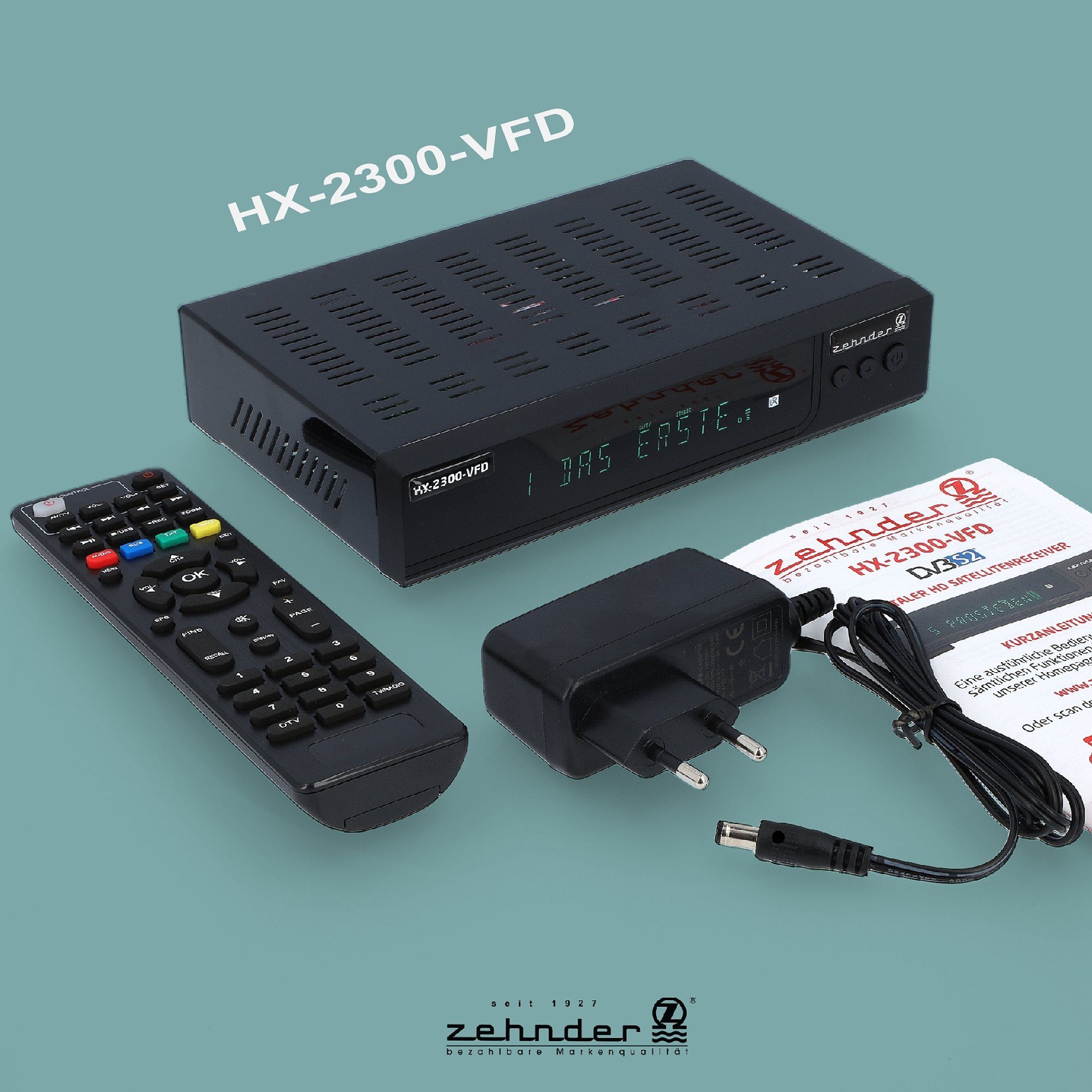 Zehnder HX-2300-Alphanumerisches Display - SAT-Receiver tauglich) Coaxial, SCART, 12V Einkabel USB, HDMI, PVR, (AAC-LC