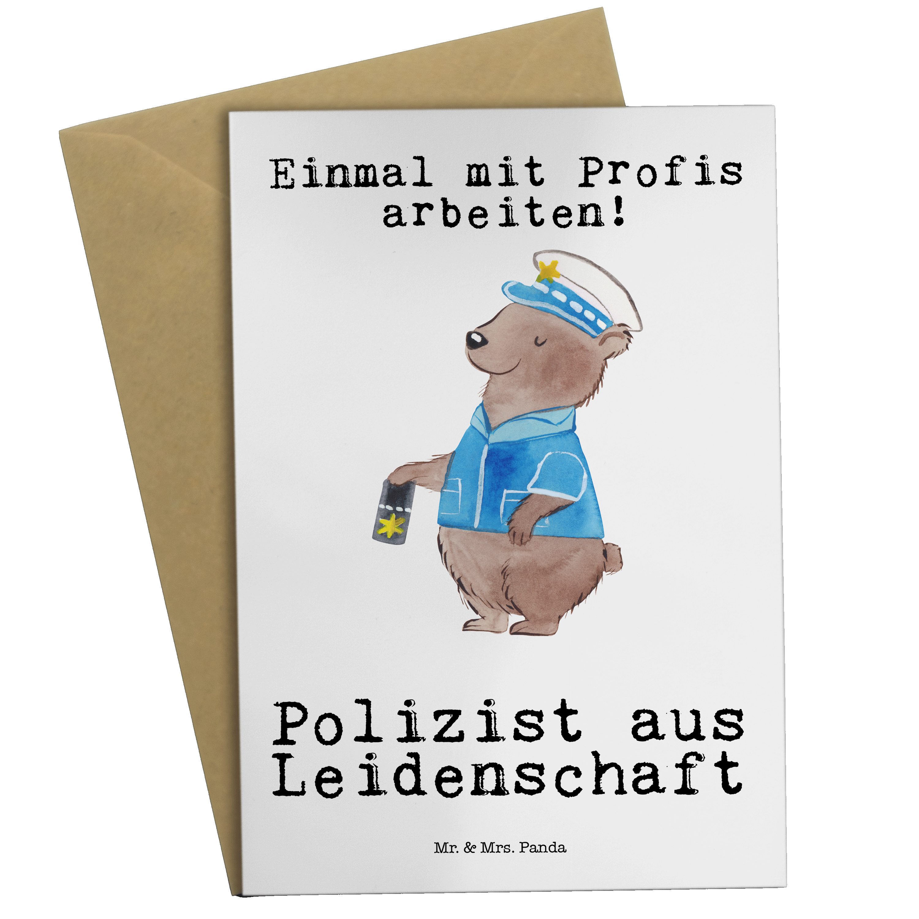 Mr. & Mrs. Panda Grußkarte Polizist Leidenschaft, Grußkarte, Weiß, Grußkarte, hochzeitskarten, P, vatertagskarte valentinstagskarte Studium