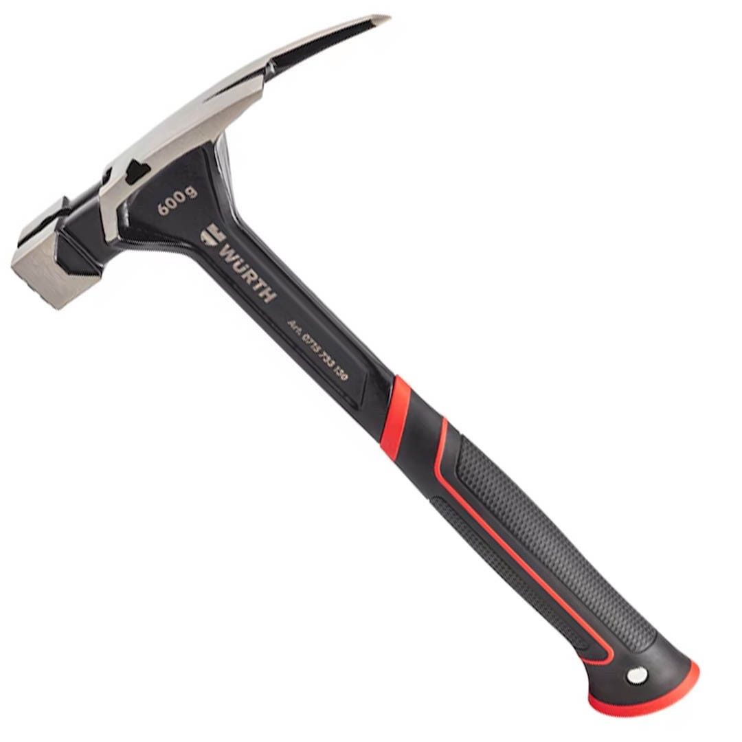 Würth Latthammer voll geschmiedet 600g mit Magnethalter und 2K Griff 0715733130 (1-St), mit rutschfestem & schlaggedämpftem 2-Komponenten-Griff
