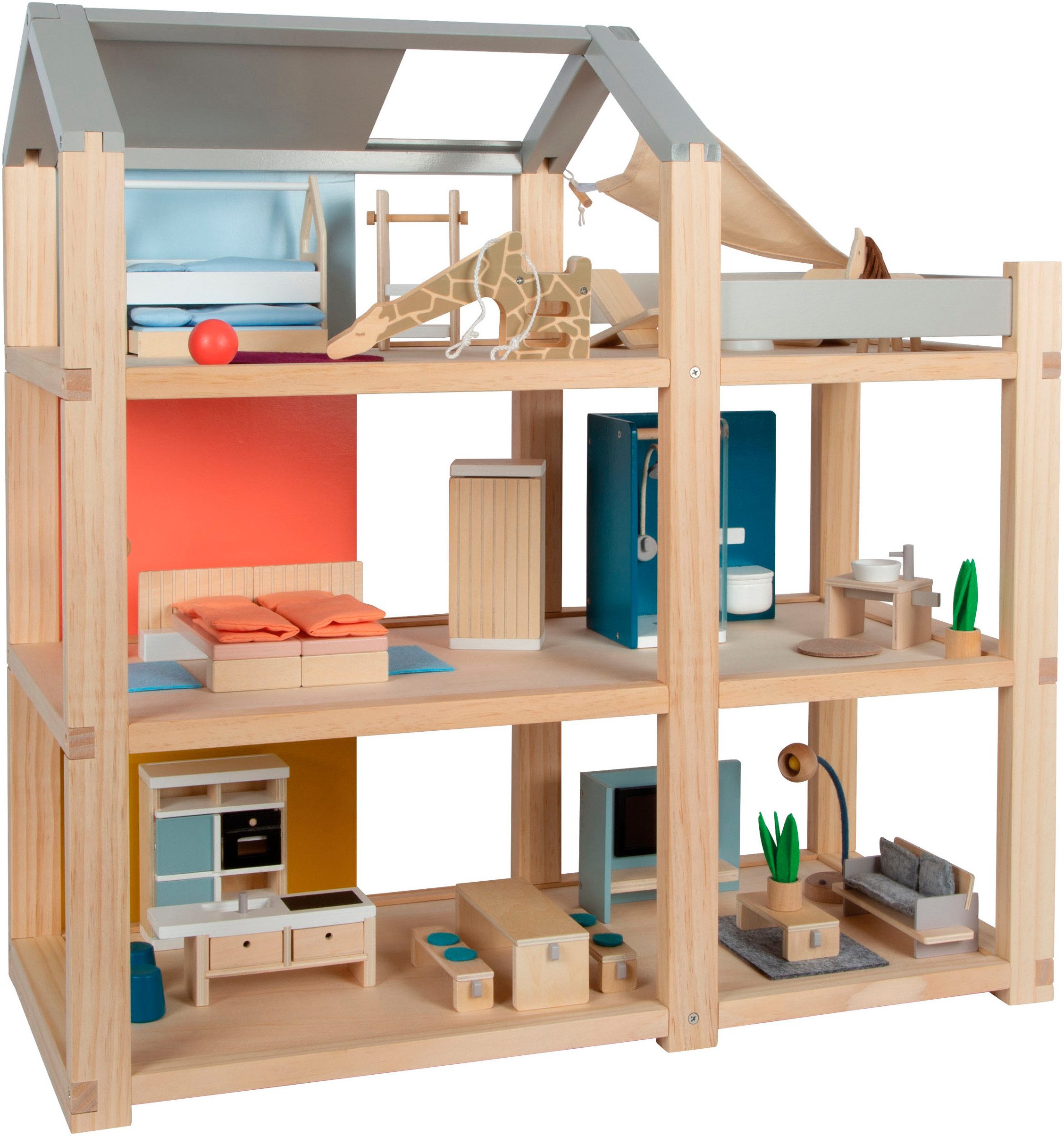 Small Foot Puppenhaus Natur mit Möbeln günstig online kaufen