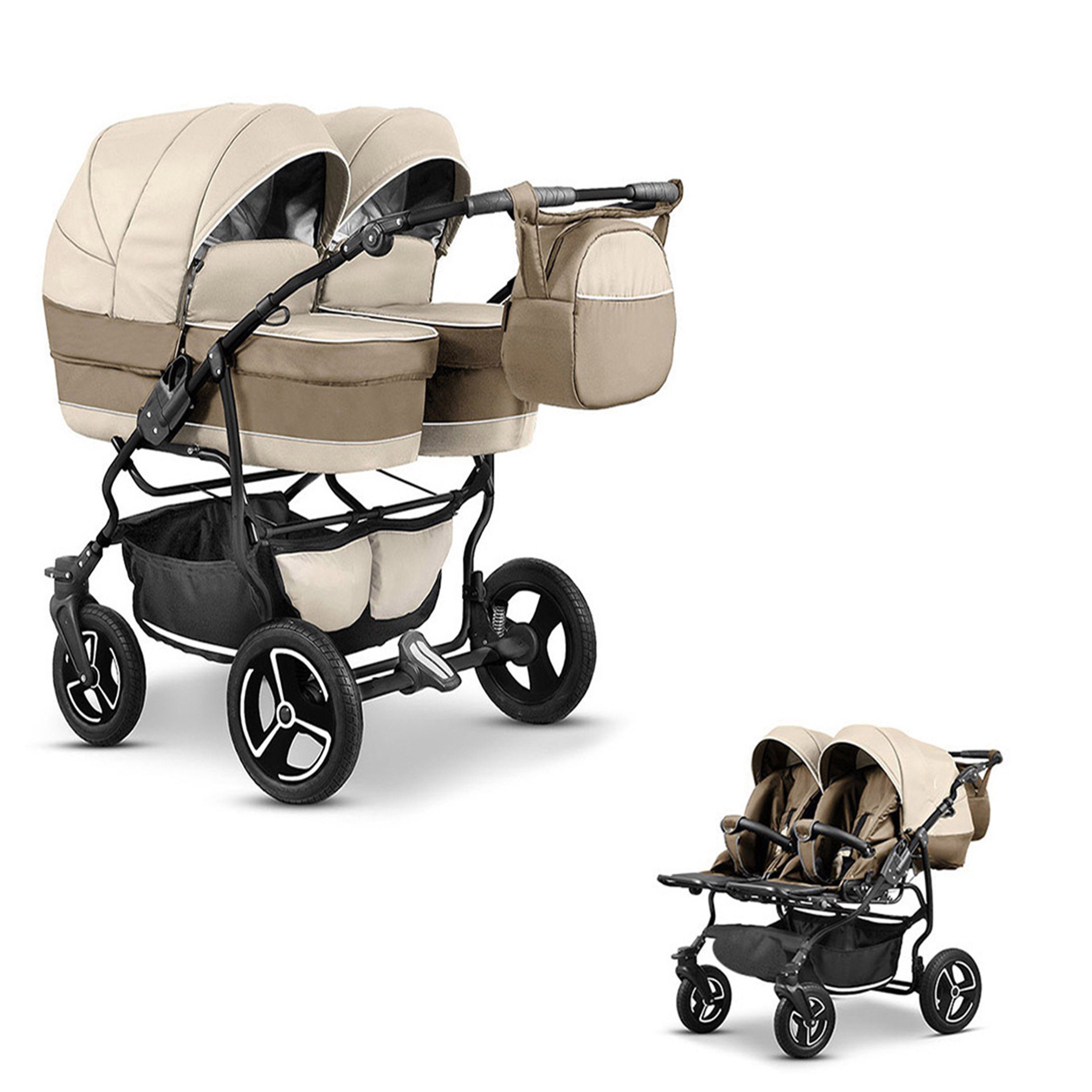 BabyMerc Zwillingswagen Zwillingskinderwagen 2 in 1 Twin Star - 10 Teile - in 16 Farben