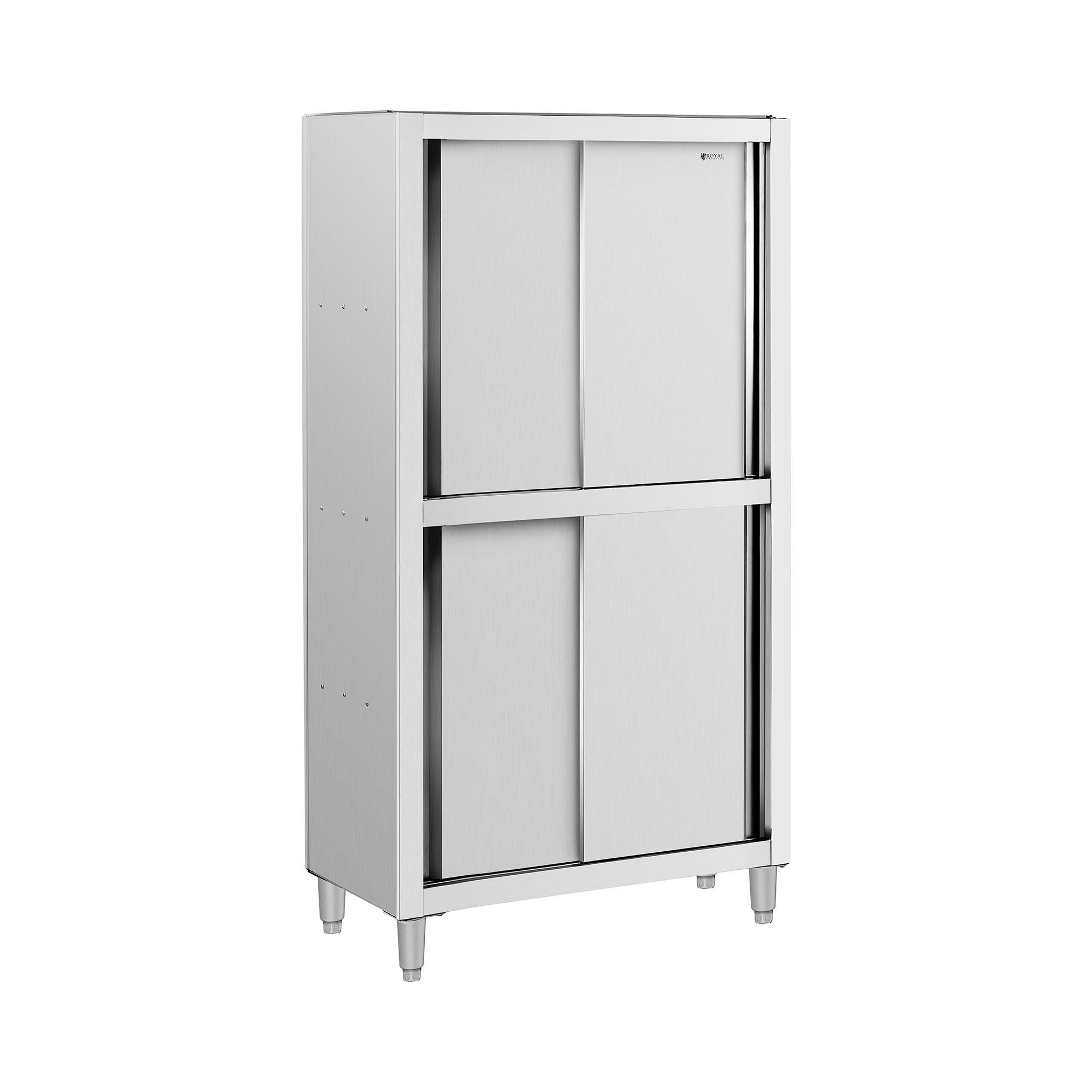 Royal Catering Vorratsschrank Geschirrschrank 100 x 50 x 180 cm Edelstahl Hochschrank Schiebetüren verschiedene Größen