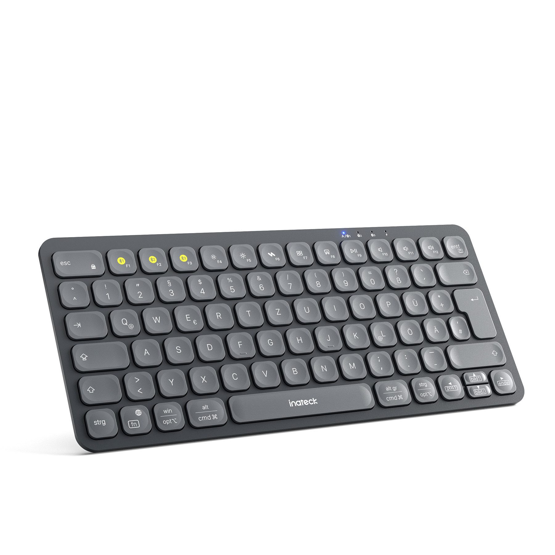 Inateck Bluetooth Tastatur Kabellose, Funktastatur mit 3 Bluetooth,Schlankes Wireless-Tastatur (für Windows, iPad OS, Android, iOS)