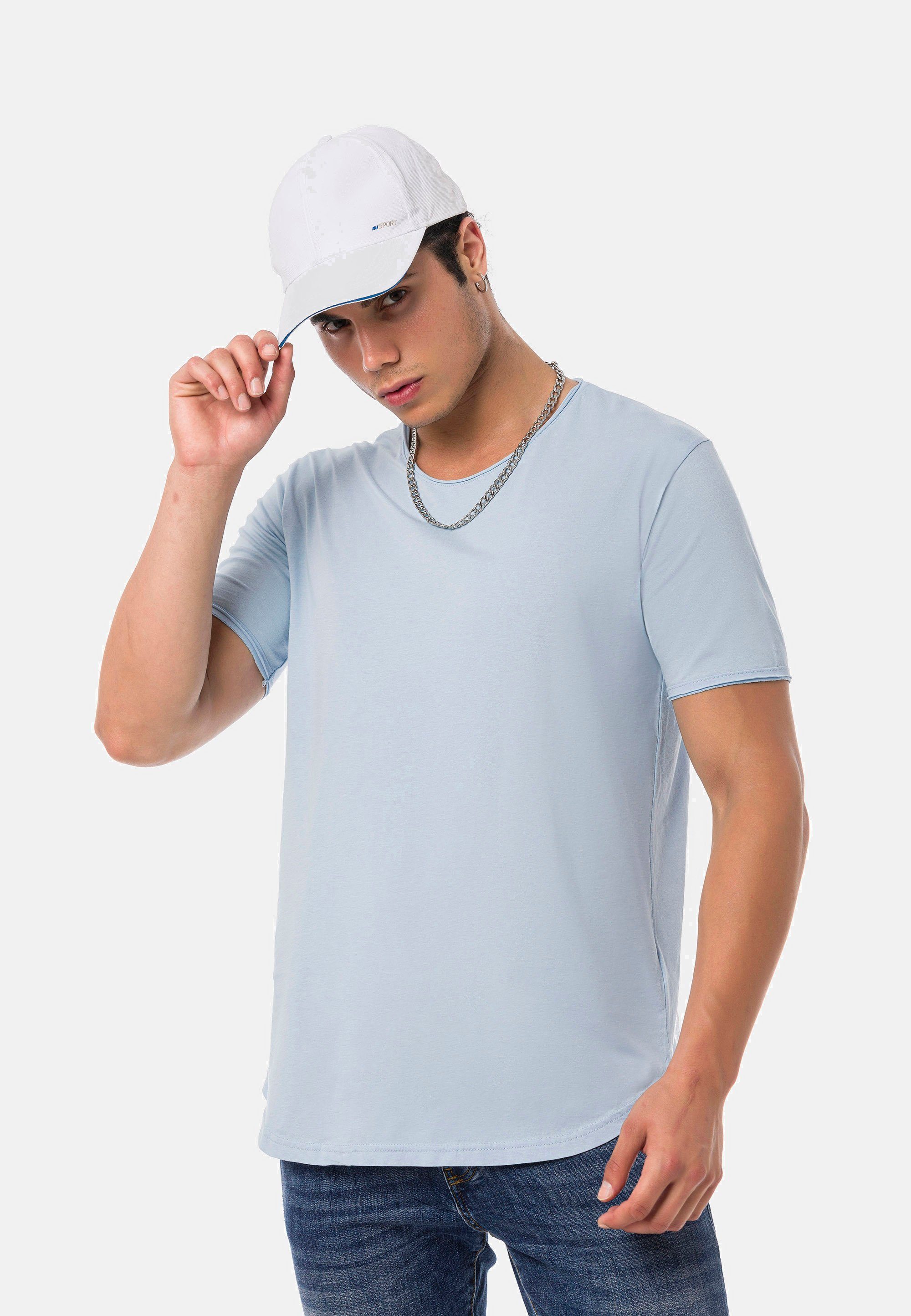 RedBridge T-Shirt Taunton mit abgerundeten Saum blau