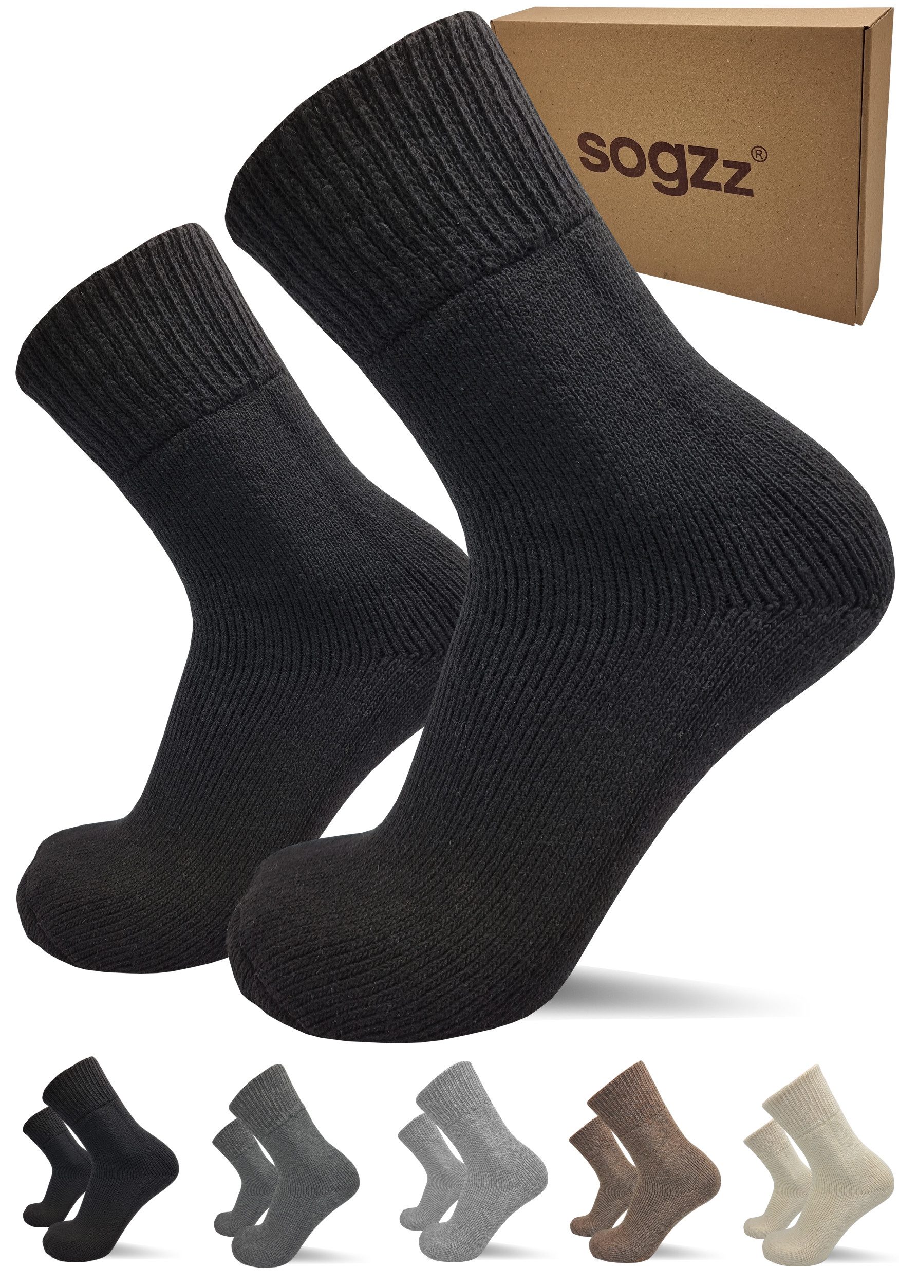 sogzz Diabetikersocken 2 Paar warme Wintersocken aus Premium Schafwolle, Herren Damen Winter (Socken Wolle - Diabetic Winter FX PRO, 2-Paar)