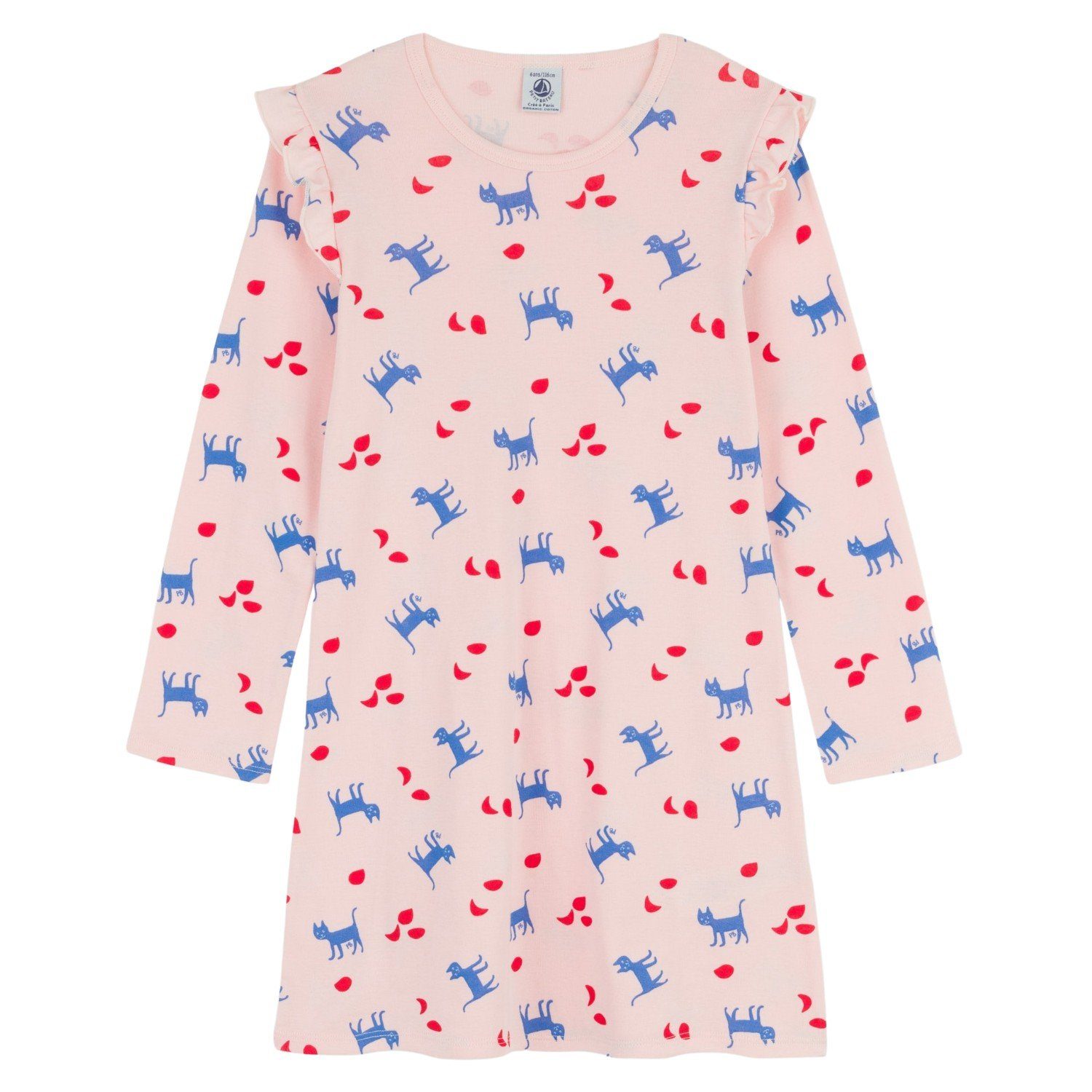 Petit Bateau Nachthemd Petit Bateau Nachthemd rosa mit Katzenprint