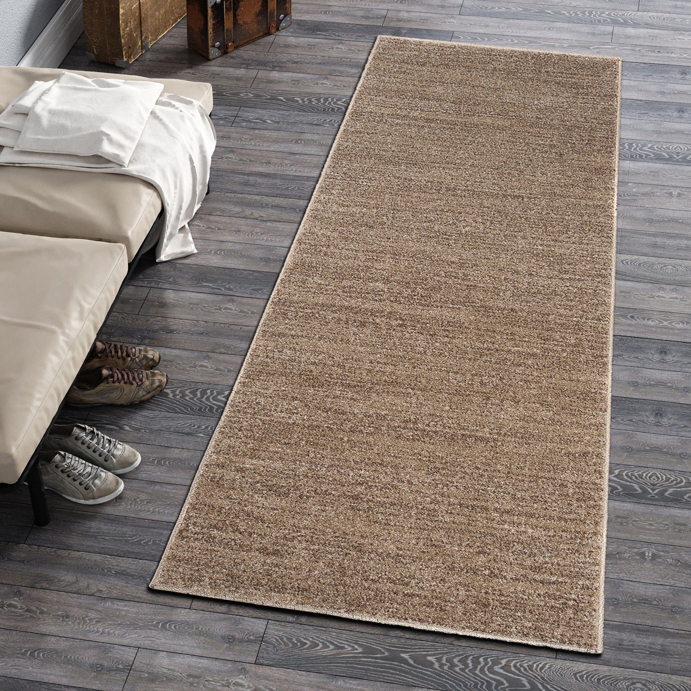 Kurzflor Vorzimmer, - 60 Läufer Küche Kurzflor, für Flurläufer Höhe mm, Florhöhe Einfarbig Meterware, niedrige 10 Läufer - 100 cm, x Mazovia, Beige,