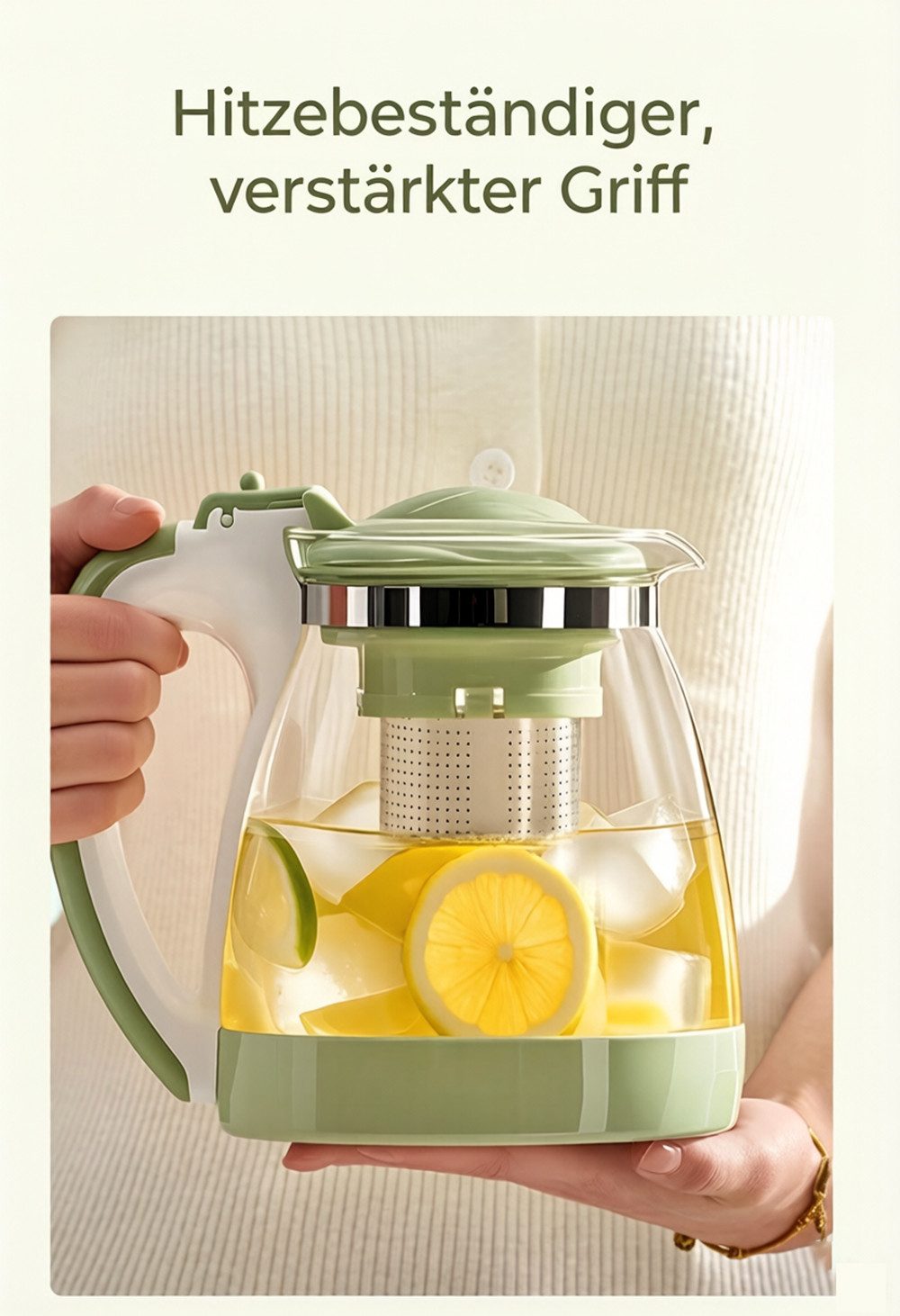 Jumpeak Teeservice Teekanne,Glasteekanne,Glas Teekanne mit Siebeinsatz,Teekanne mit Tasse, hitzebeständiges Glas, Edelstahl, PP-Teile für den Kontakt mit Lebensmitteln, Zwei Große Teetassen,Teekanne Set,Teesieb für Teekanne,Bambusgrün