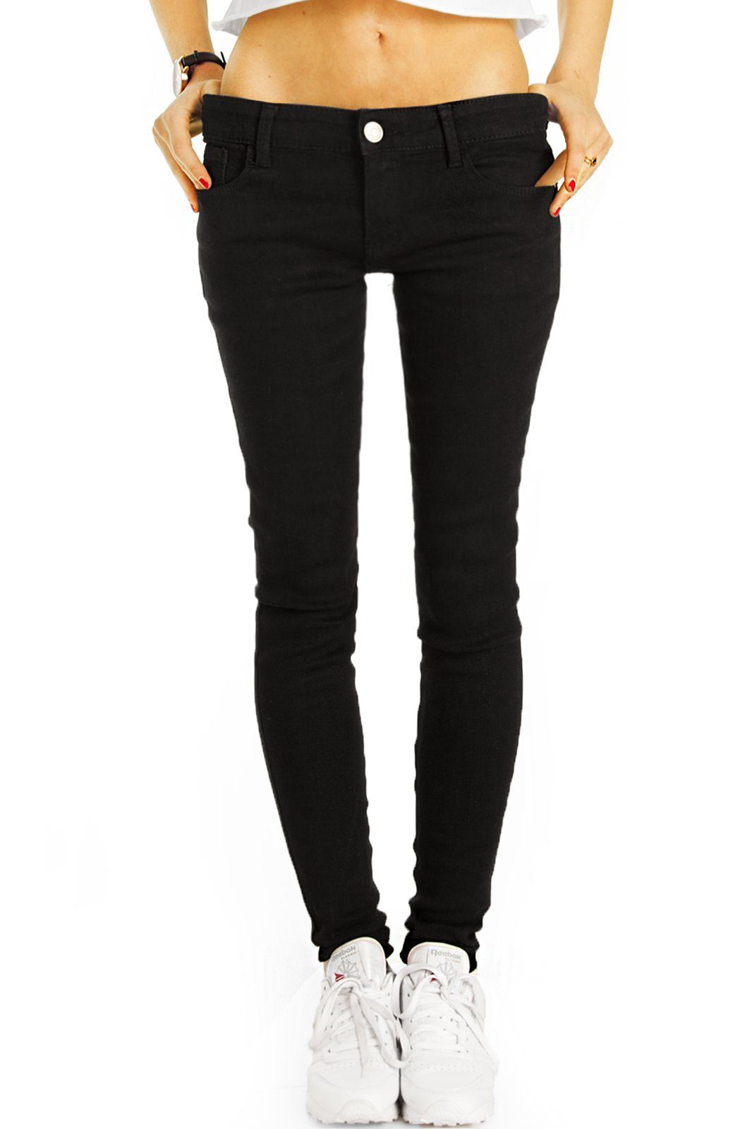 be styled Low-rise-Jeans Low Waist Jeans Hose hüftige Röhrenjeans Hüftjeans - Damen - j2e mit Stretch-Anteil
