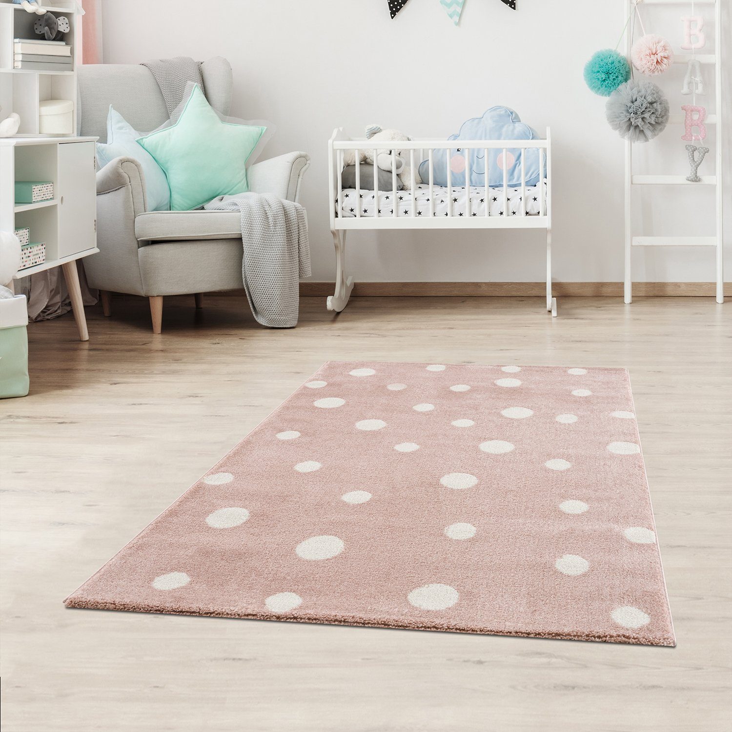 Kinderteppich DOT´S Teppiche für Kinderzimmer, Kinderzimmerteppich, Teppich, Jimri, Läufer, Gepunktet, Elefant, Herz, Luftballons, Sterne, Regenbogen