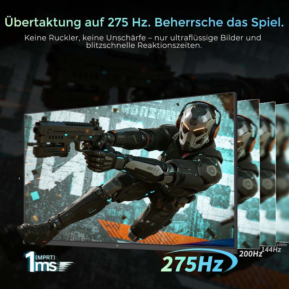 KTC H27E8 27 Zoll QHD 240Hz Gaming-Monitor (2560 × 1440 px, 1 ms Reaktionszeit, 240 Hz, FAST IPS, übertaktet auf 275 Hz, HDR400 & 400 cd/m², FreeSync & G-Sync)