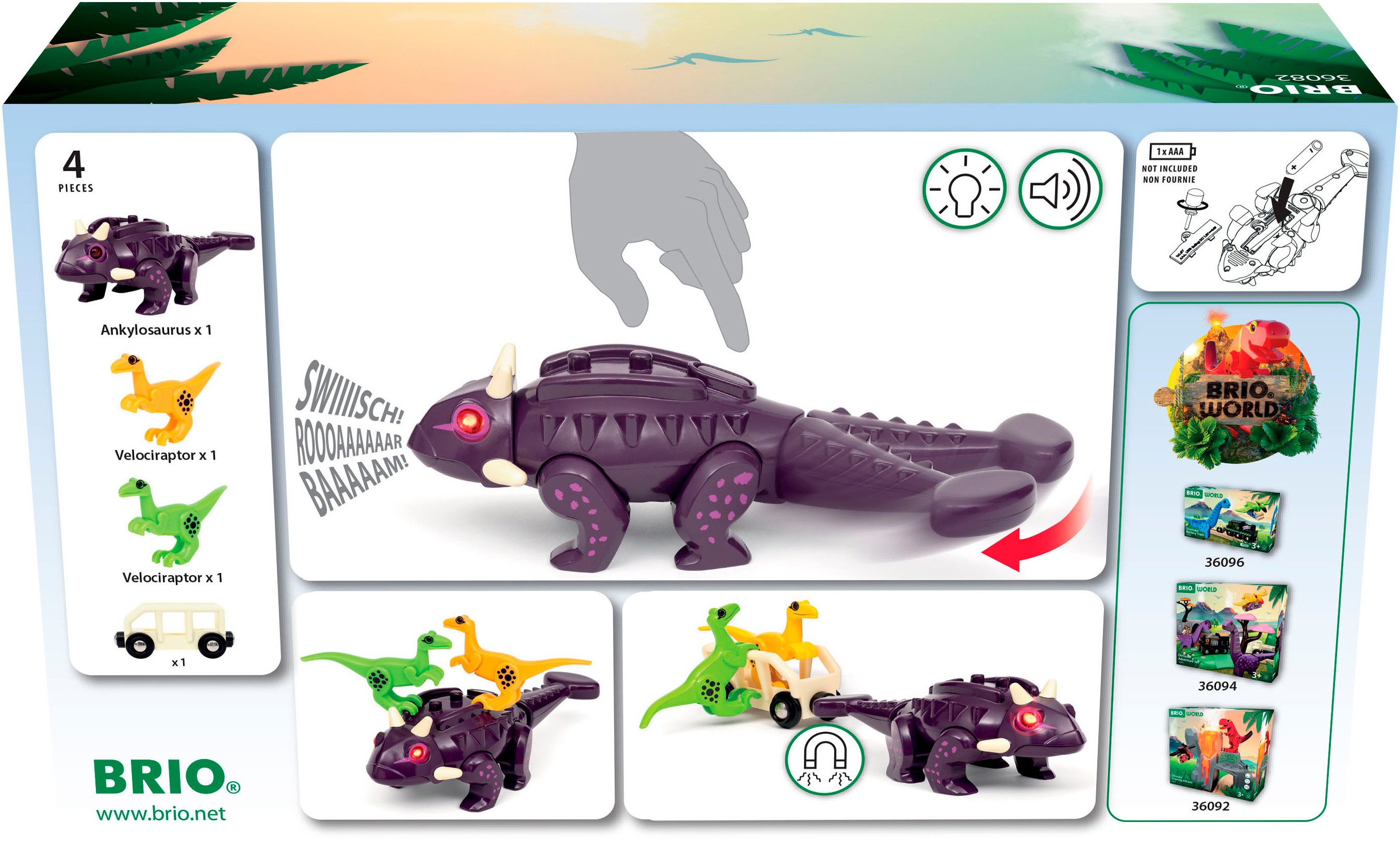 BRIO® Actionfigur BRIO World - Dinosaurier Ankylosaurus, mit Licht und Sound