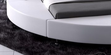 SAM® Rundbett Nostal, Luxusbett, Lederlook weiß, hohes bequemes Kopfteil, modernes Design