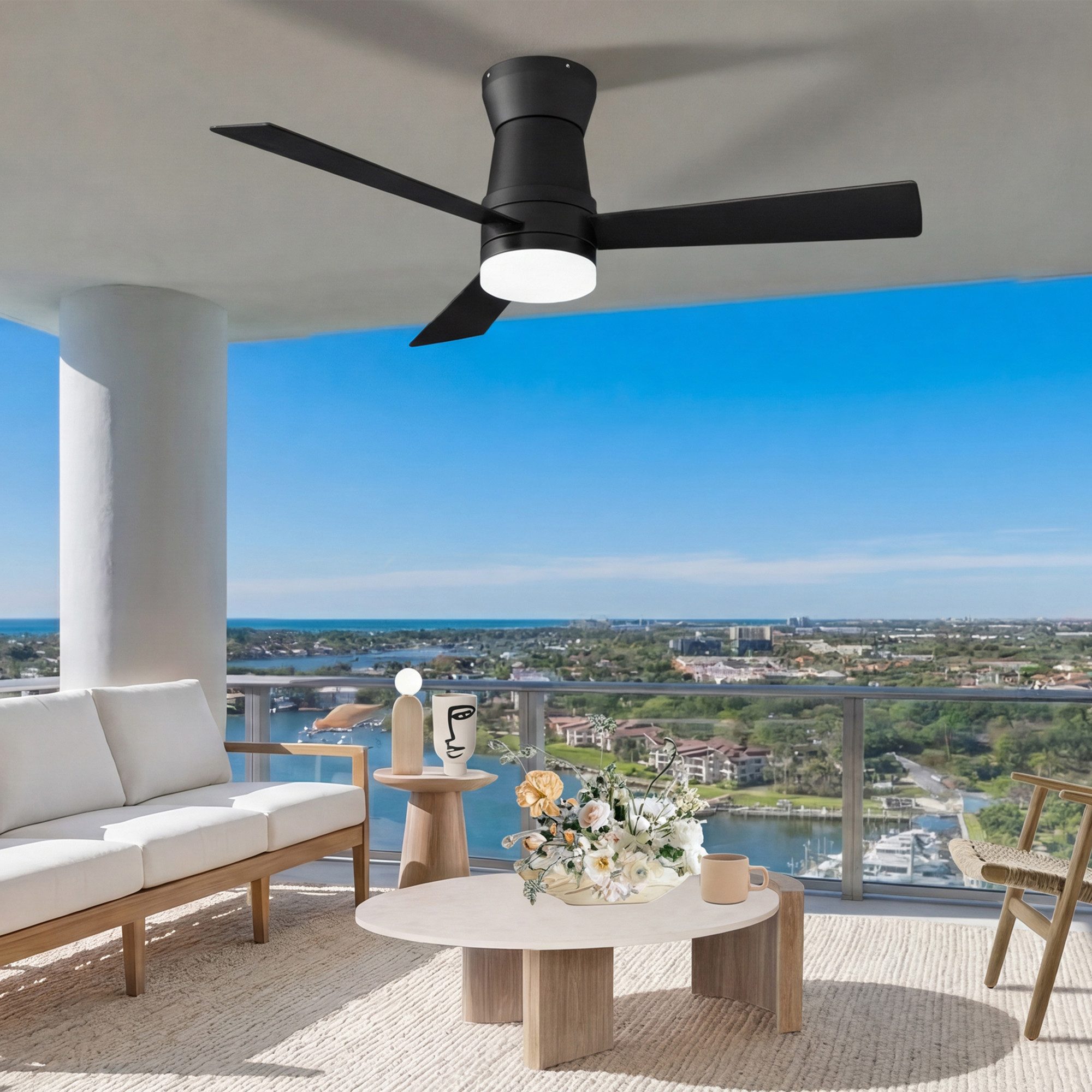 Furnishings Home Deckenventilator Ventilatorleuchte Deckenlampe mit Fernbedienung Leiser, 6 Stufen, 106 cm Durchmesser, DC Motor, Dimmbare LED, Sommer/Winterfunktion