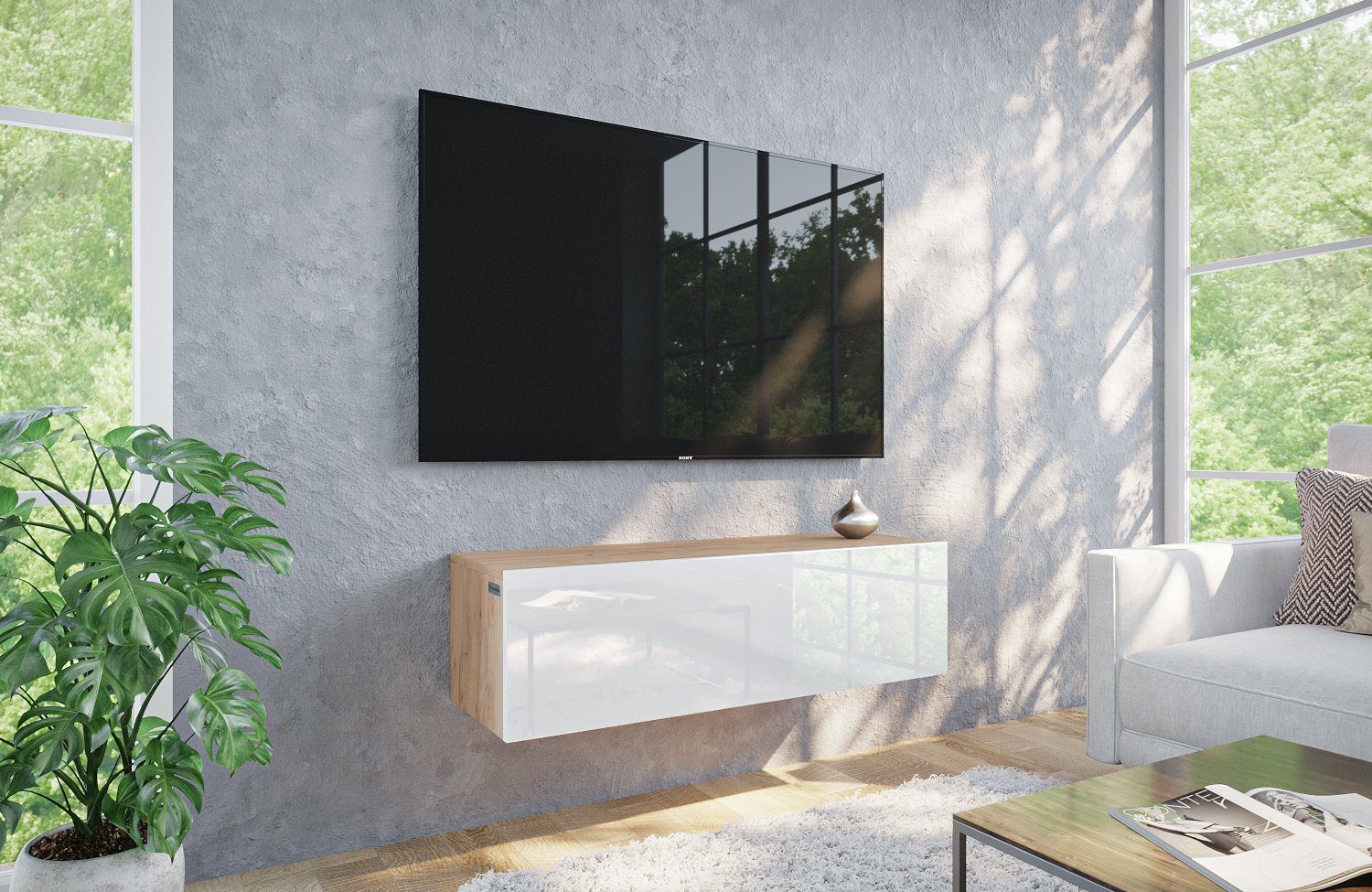 Platan Room Lowboard, Fernsehschrank 105/140/160/210/280cm breit günstig online kaufen
