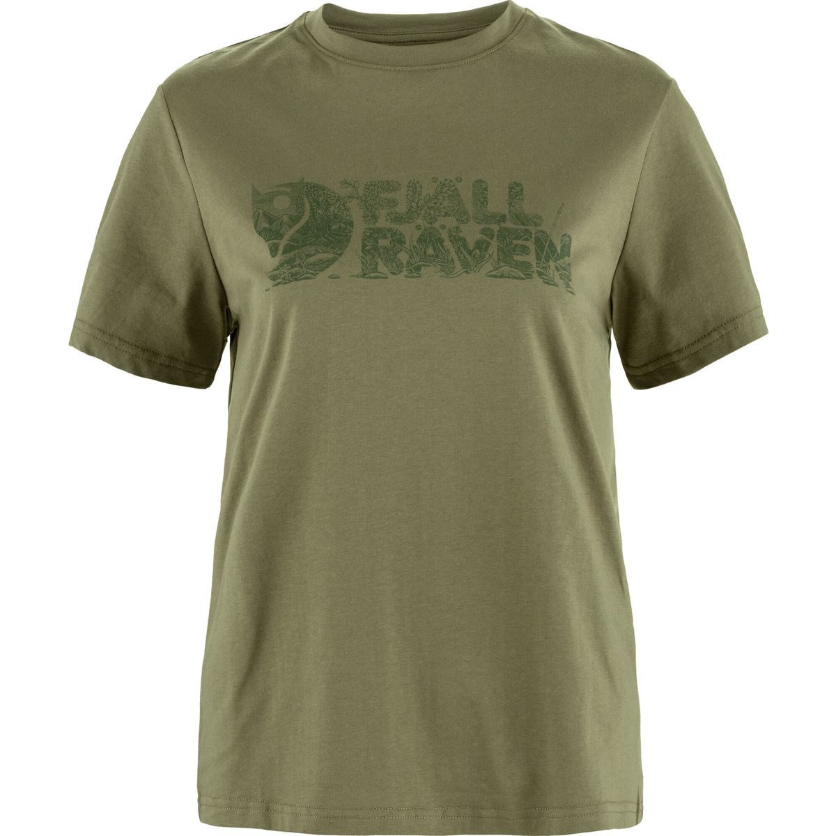 Fjällräven Kurzarmshirt Lush Logo T-shirt W Bequemes Damen-T-Shirt aus nachhaltigem Materialmix, ideal für warme