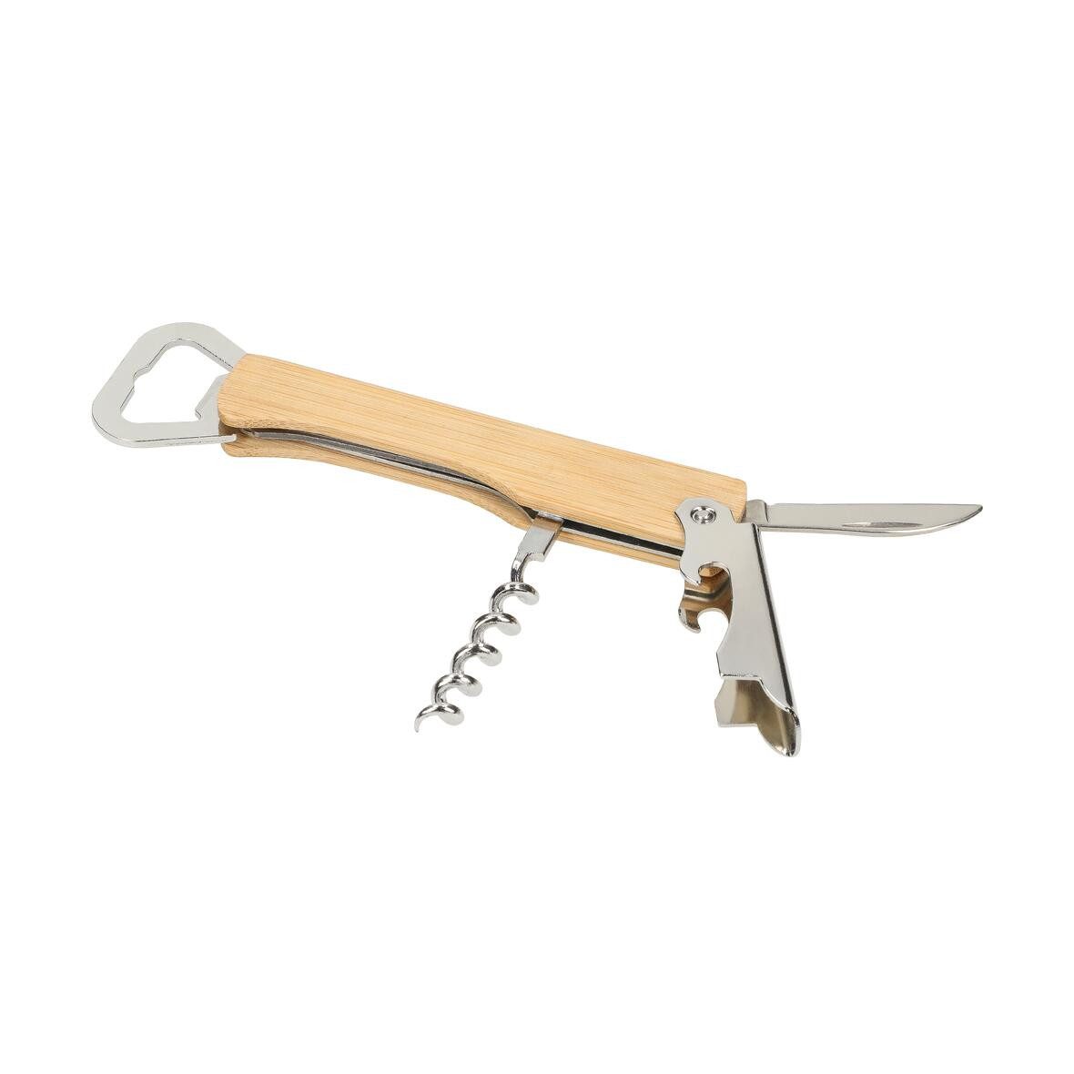 Flaschenöffner Flaschenöffner 3in1 Multifunktionsöffner aus Edelstahl & Holzgriff