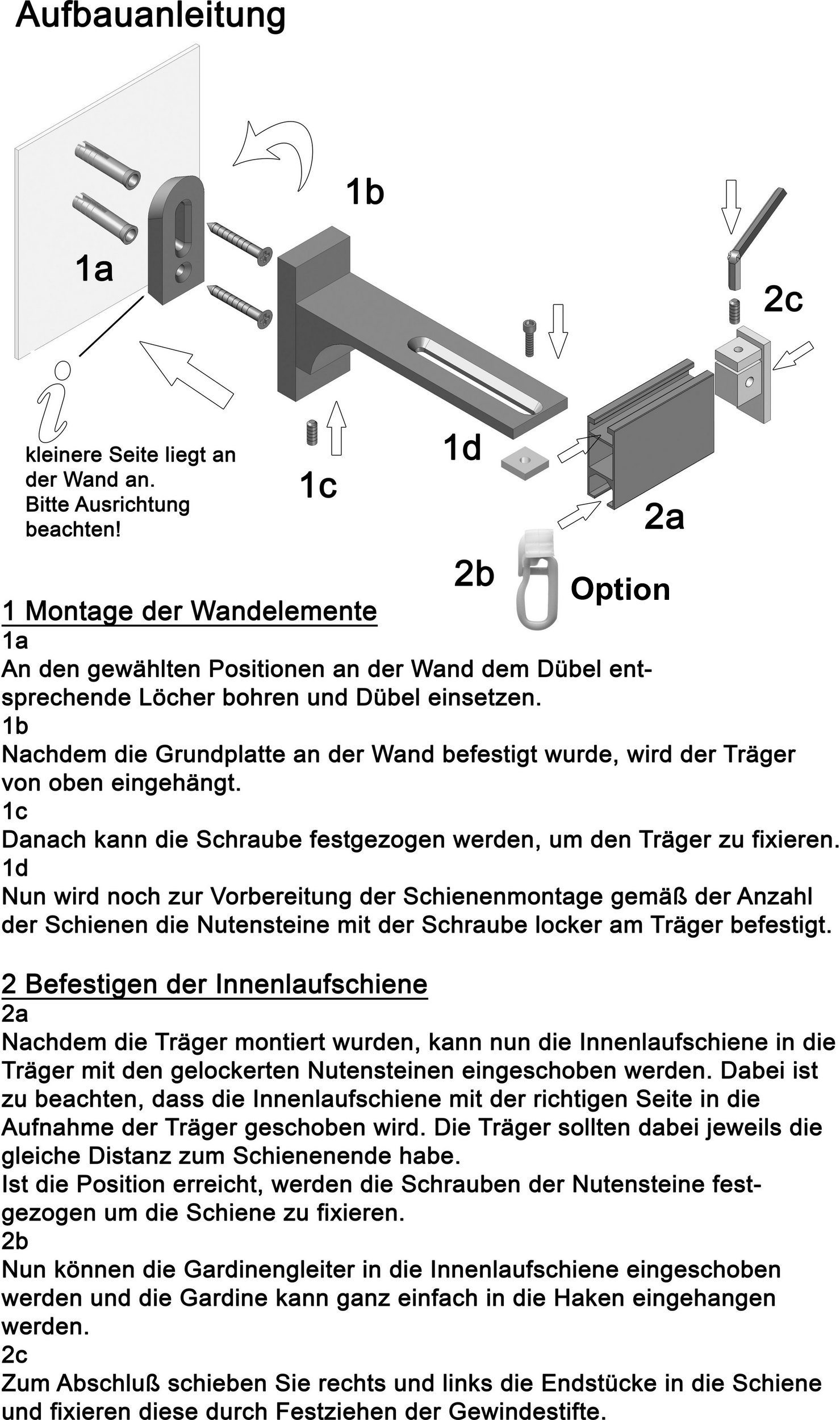 Garduna Gardinenstange 2-Lauf Hochkant System 14x34mm Innenlauf 6mm, kürzbar, variabel in Laufabstand, 6mm Laufkanal, schliche Eleganz – Bild 5 von 5