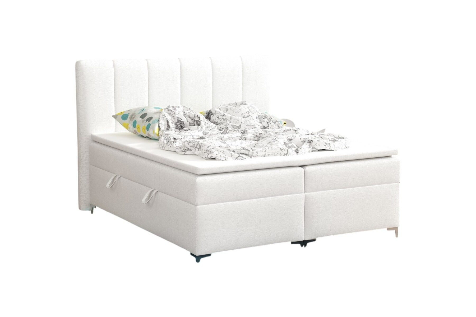 Fun Möbel Boxbett Bett Schlafzimmerbett ANGEL in Kunstleder inkl. LED-Beleuchtung (Bettkasten Beleuchtet, inkl. Fernbedienung für die LED-Beleuchtung), Inkl. Topper und Bettkasten