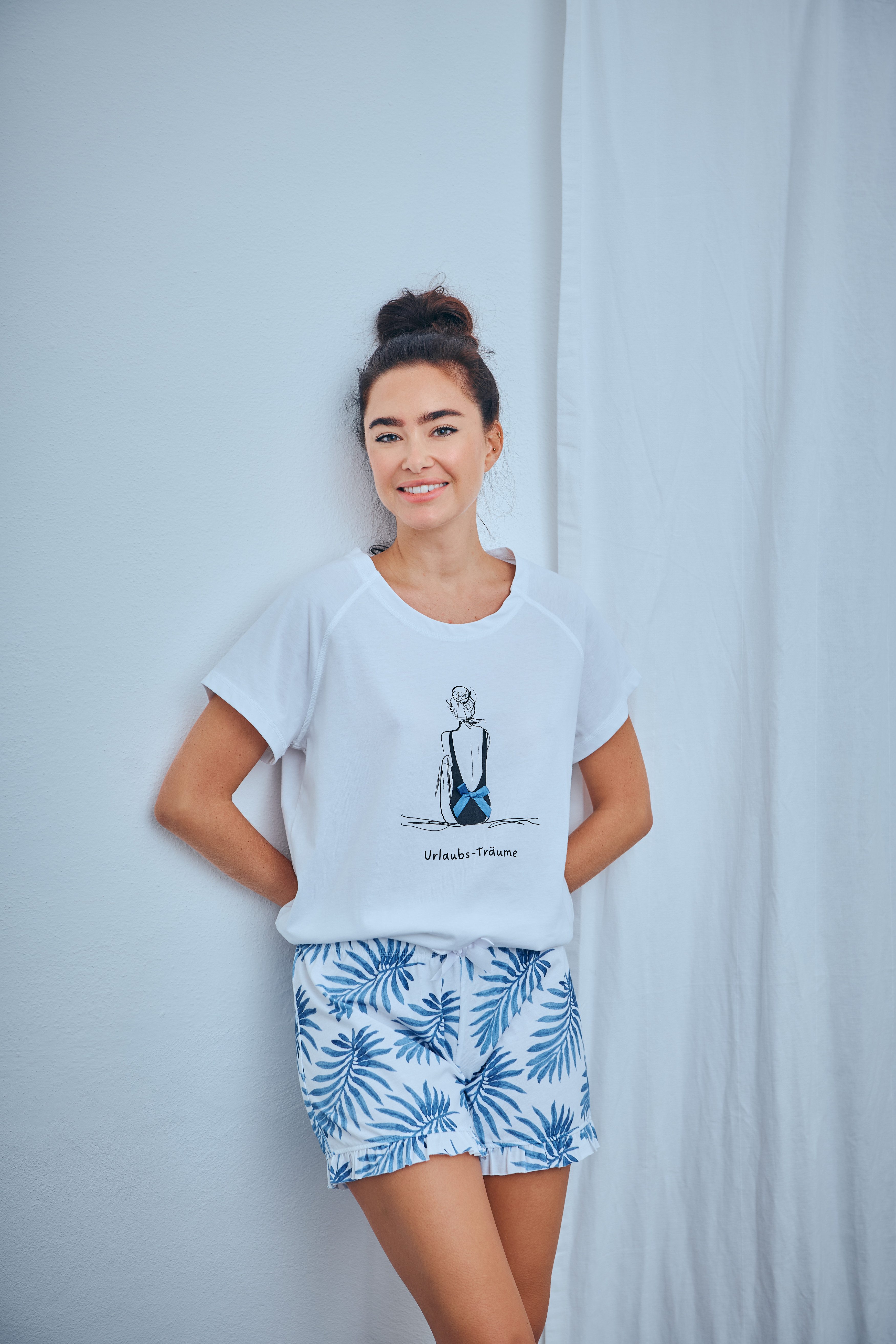 Louis & Louisa Shorty Short-Set "Urlaubsträume" weiß/blau-allover