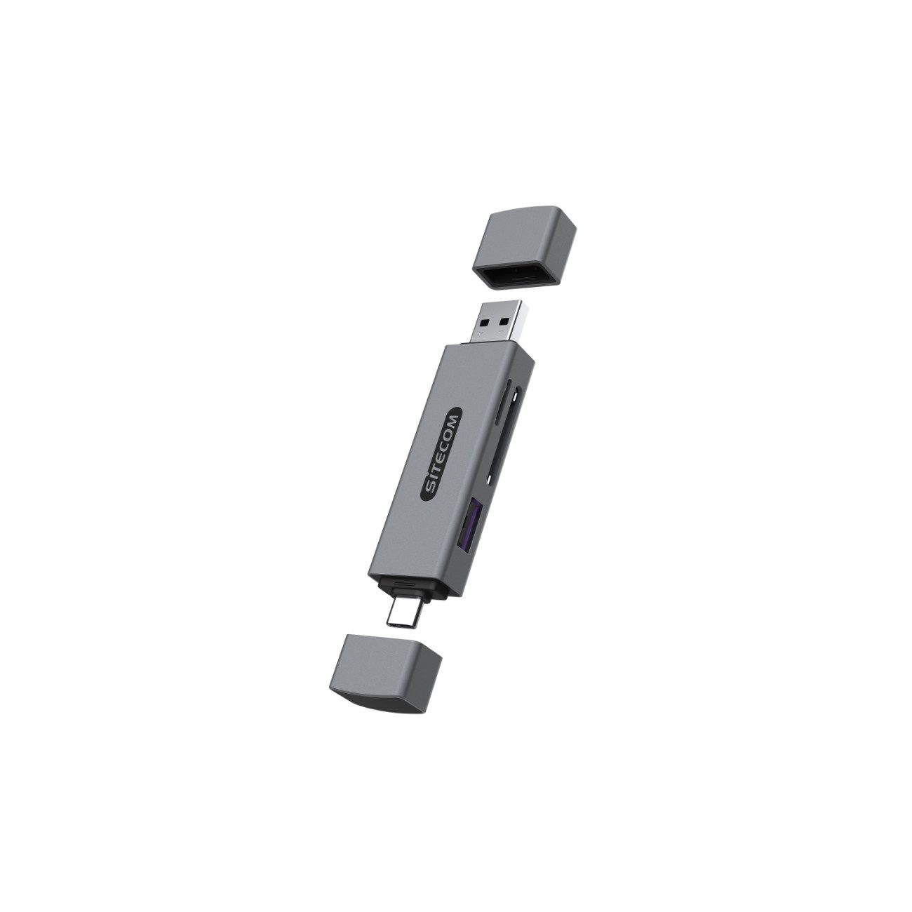 Sitecom Speicherkartenleser MD-1012, USB-A & USB-C Kartenleser mit zusätzlichem USB-A-Port, Plug & Play