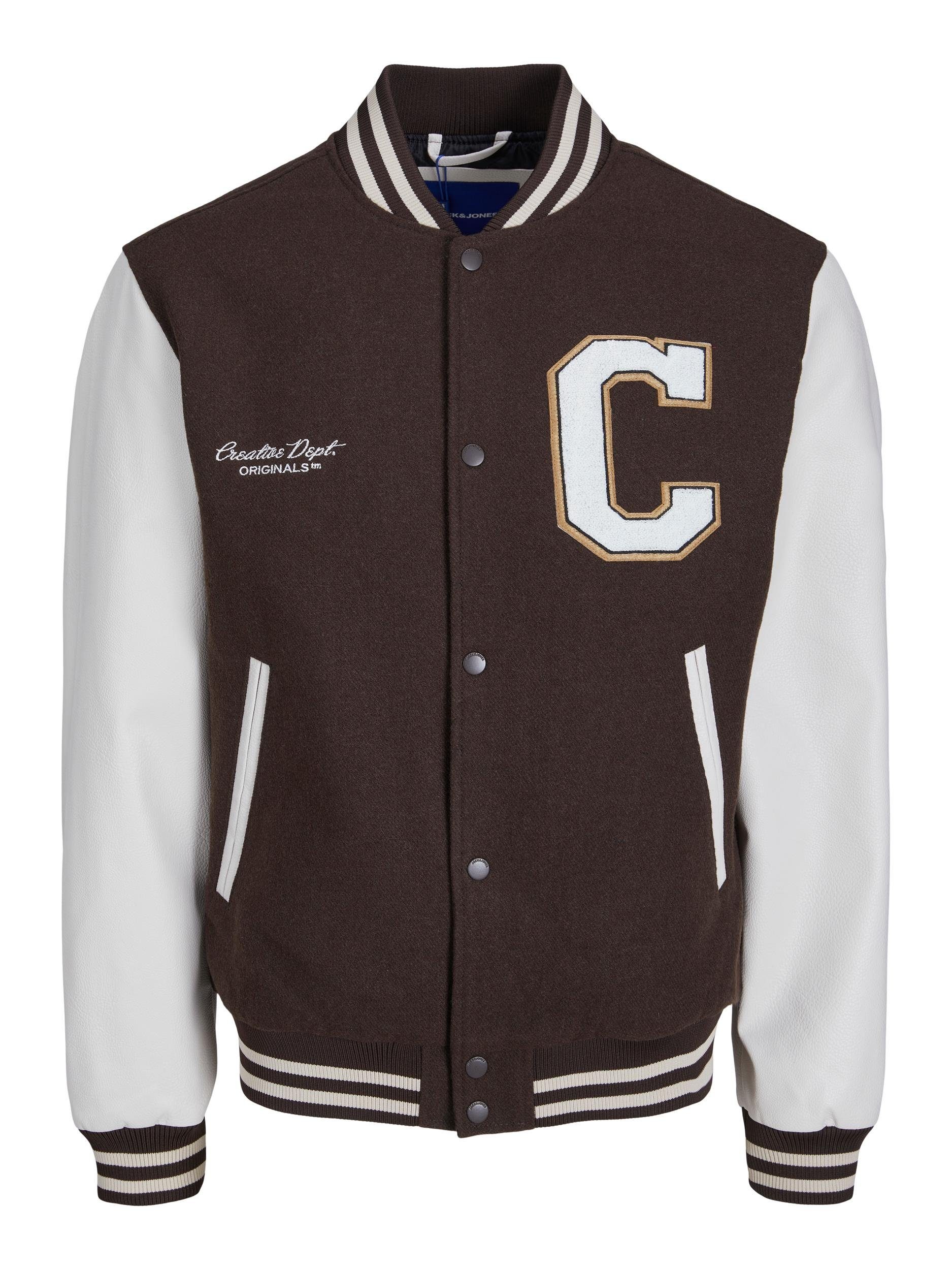 NOOS JORCOLLEGE WOOL Collegejacke Brown Chocolate Jack Jones & BOMBER BLEND