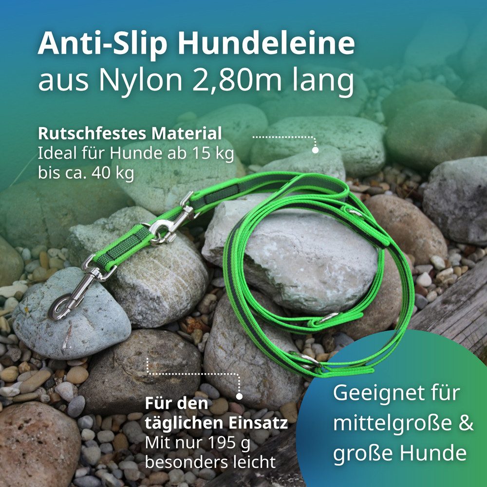 Activity4Dogs Hundeleine für große Hunde, Anti-Slip, 3 m lang, 4-fach verstellbar, TESTSIEGER, rutschfest, Nylon, sehr gut bei Regenwetter, Made in Germany