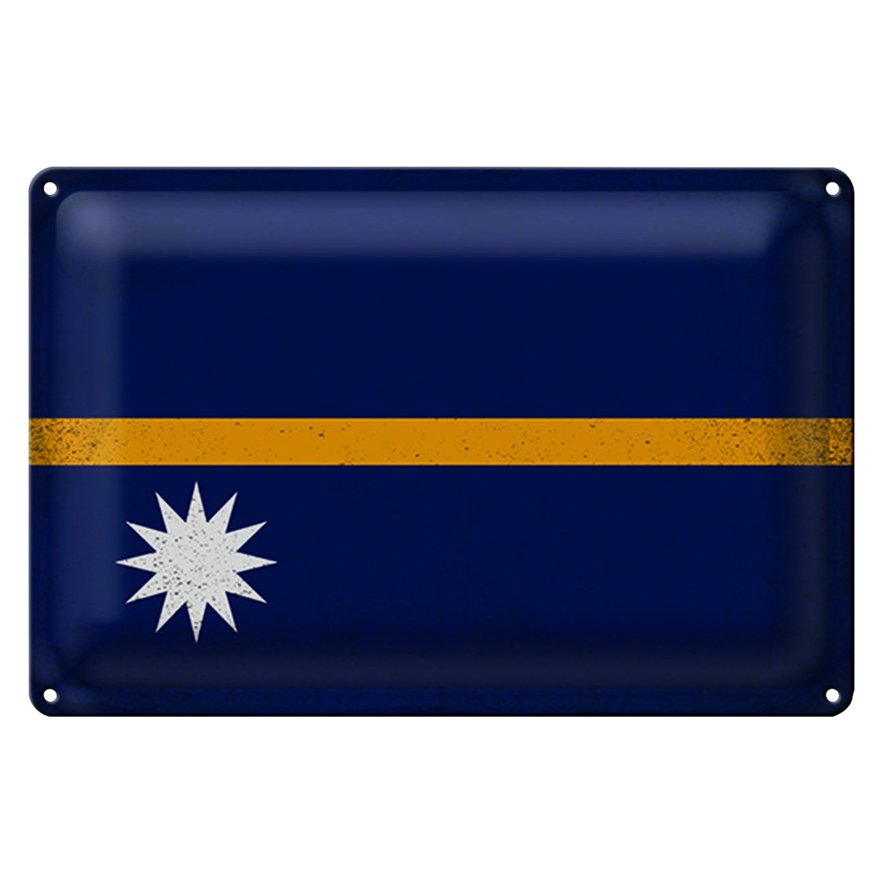 Metallschild Flagge Nauru 18x12cm Flag of Nauru Vintage
