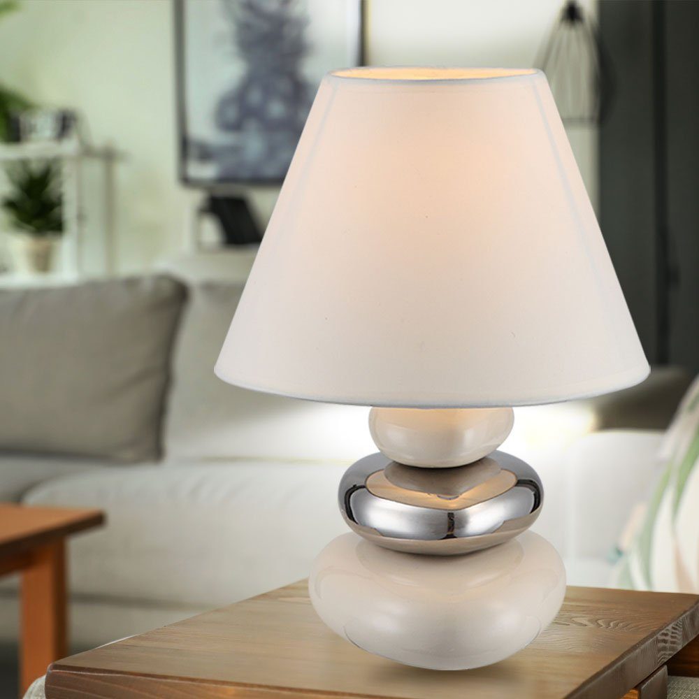 Tischleuchte, beige Tischlampe inklusive, Leuchtmittel etc-shop LED Wohnzimmerlampe Keramik Tischleuchte Warmweiß,