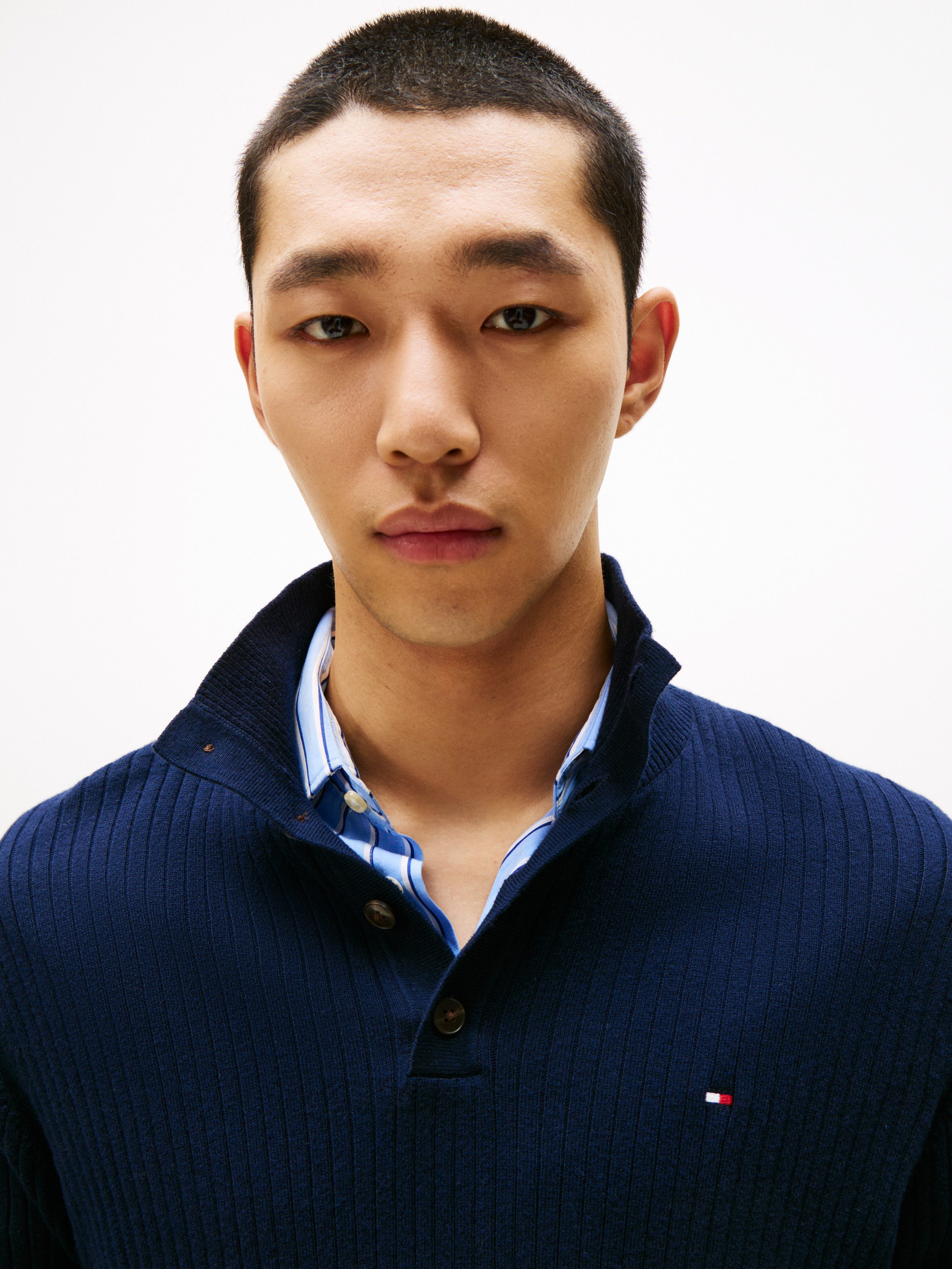 Tommy Hilfiger Troyer PIMA CASH STRUCTURE MOCK Rippbündchen am Kragen, Ärme günstig online kaufen