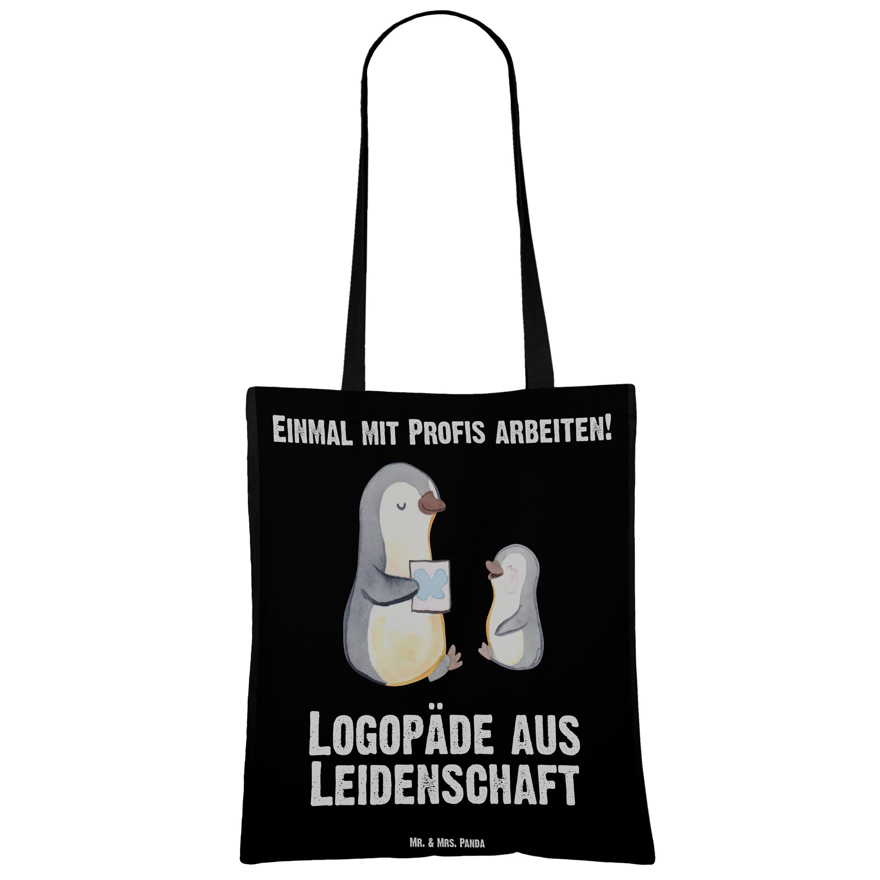 Mrs. Logopädie, - aus Tragetasche Dankeschön & Panda (1-tlg) Mr. Leidenschaft - Geschenk, Schwarz Logopäde