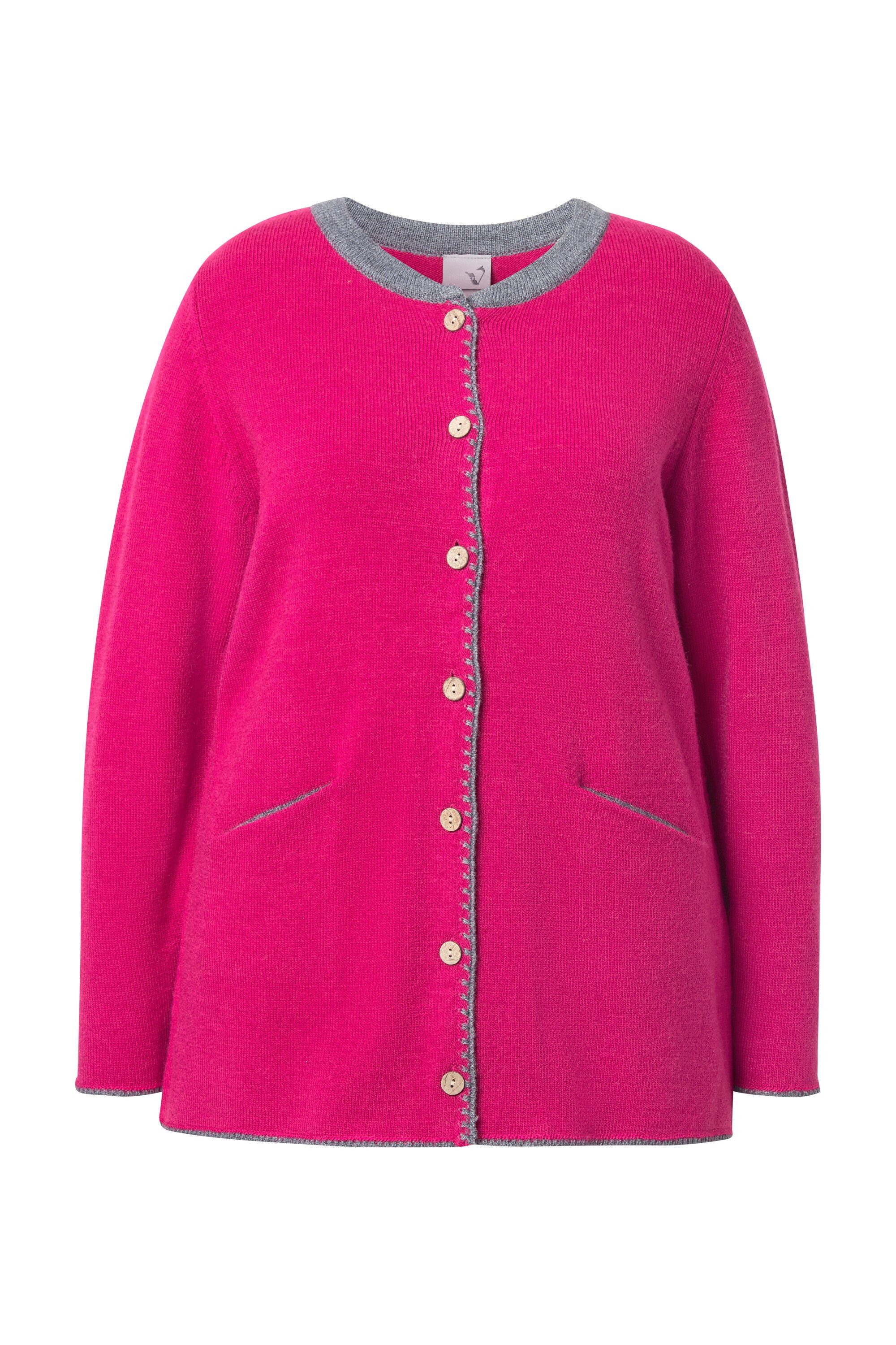 Ulla Popken Strickjacke Long-Strickjacke Hirsch-Stickerei A-Linie günstig online kaufen