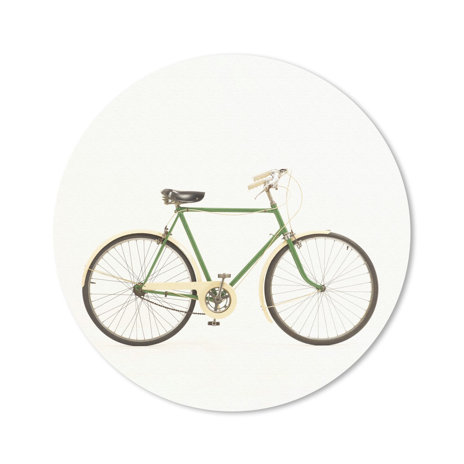 MuchoWow Mauspad Fahrrad - Grün - Weiß (1-St), Mousepad mit Rutschfester Unterseite, Gaming, Rund, 30x30 cm