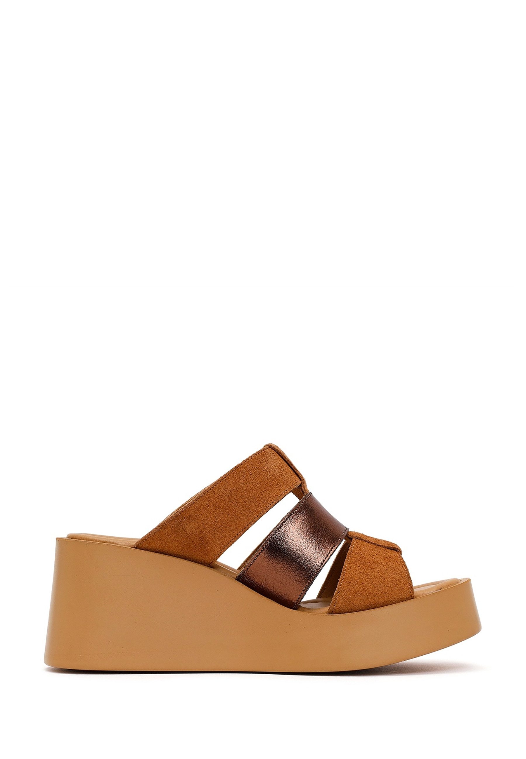 Derimod Keilabsatz-Pantoletten aus Leder Mules Echtes Leder, TPU-Sohle, Keilabsatz-Design, Slipper