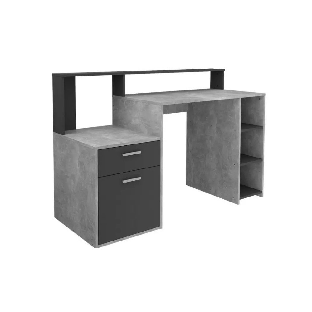 FMD Möbel Schreibtisch Schreibtisch Home Bürotisch Office x BOLTON Arbeitstisch ca. / 50 cm Grau Anthrazit 137 x 91 Beton